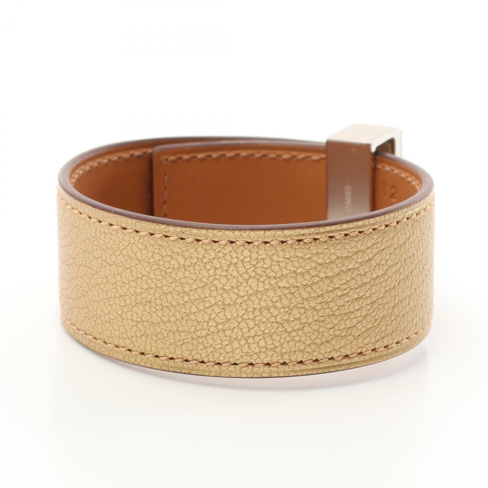 Hermes Hermes Collier De Sian 24 Bangle Bracelet Chevre Champagne Gold Silver Double Engraved Size ONE SIZE - 2 Thumbnail