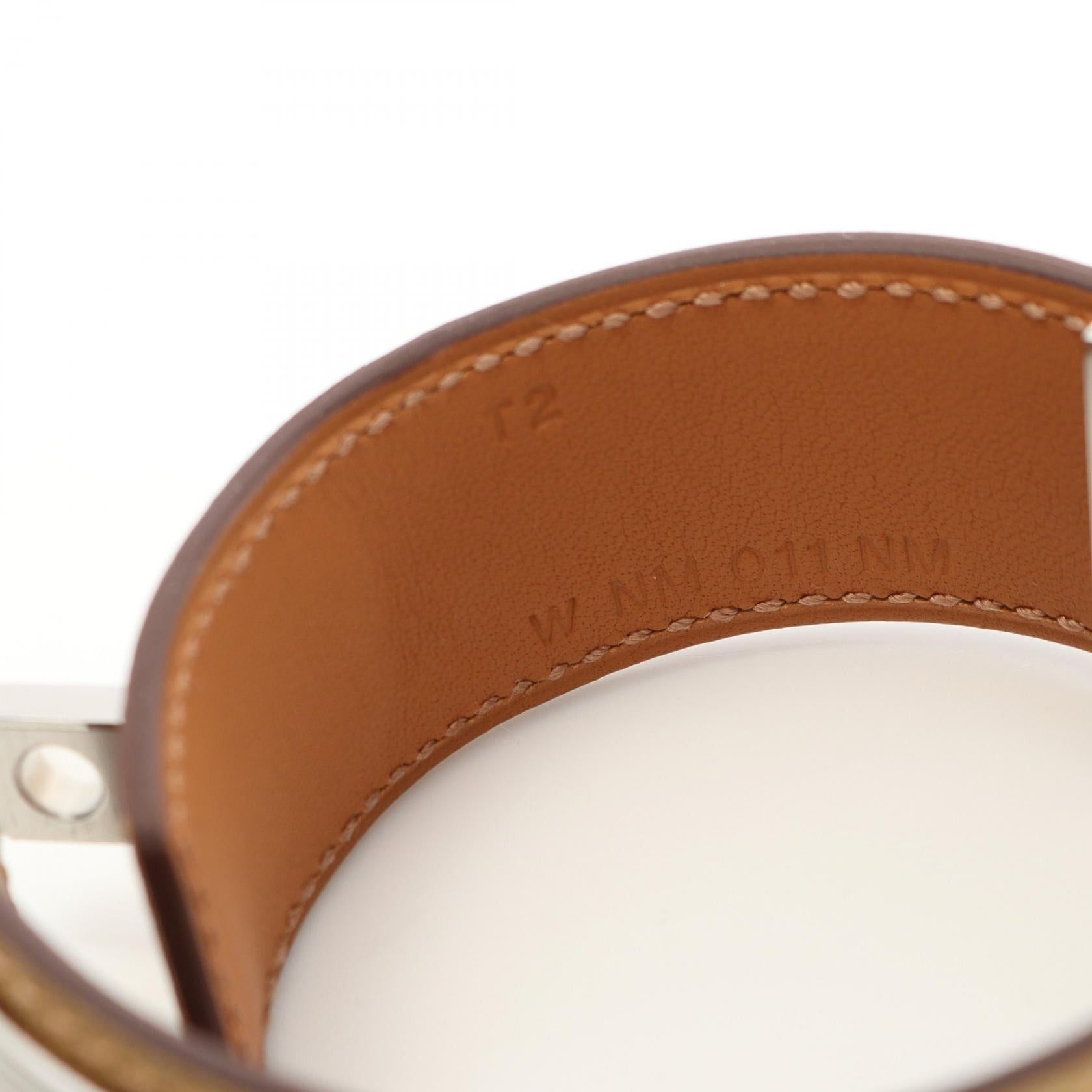 Hermes Hermes Collier De Sian 24 Bangle Bracelet Chevre Champagne Gold Silver Double Engraved Size ONE SIZE - 5 Thumbnail