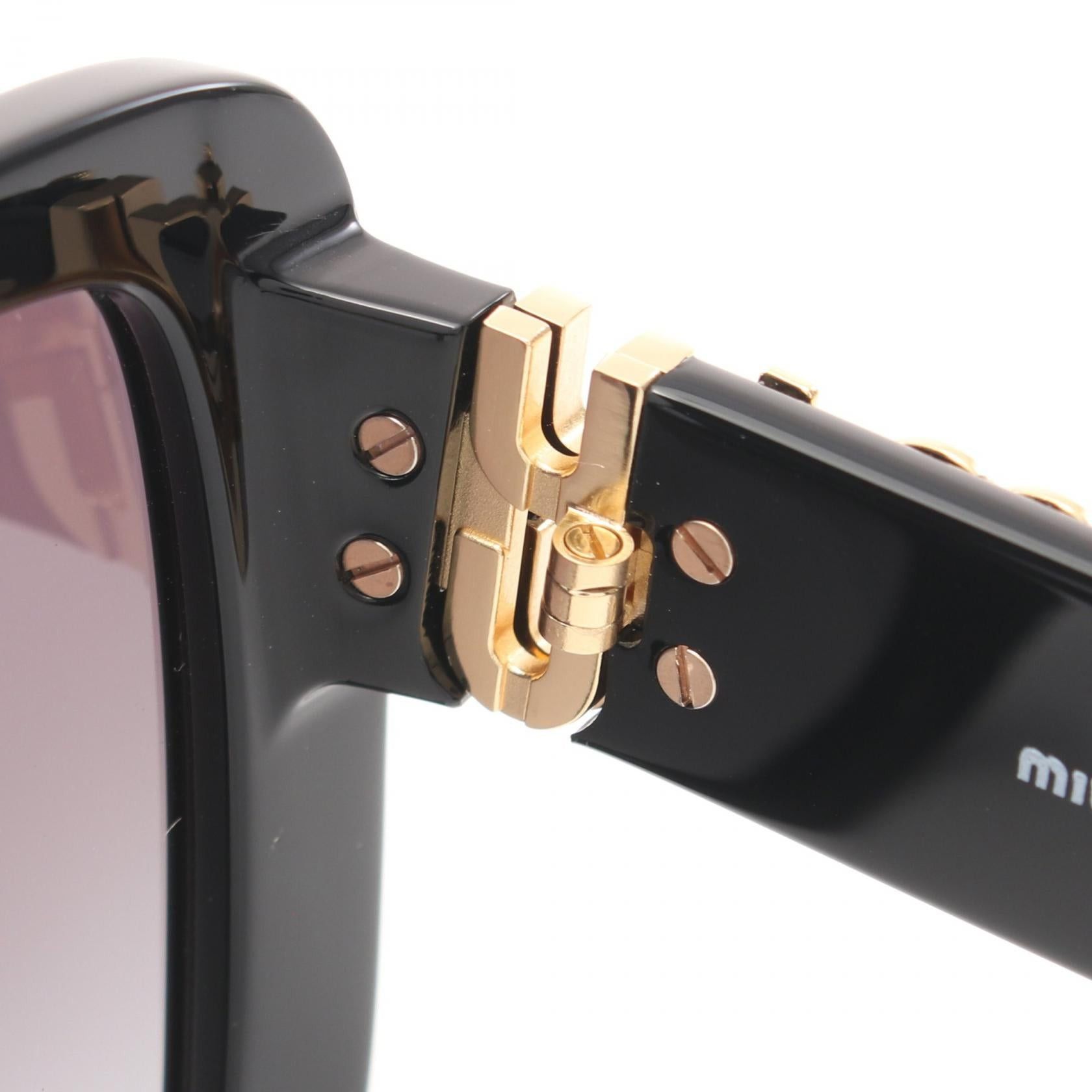 Miu Miu Miu Miu Mew Glimpse Sunglasses Logo Gp Black Gold Gradient Lens Size ONE SIZE - 8 Thumbnail