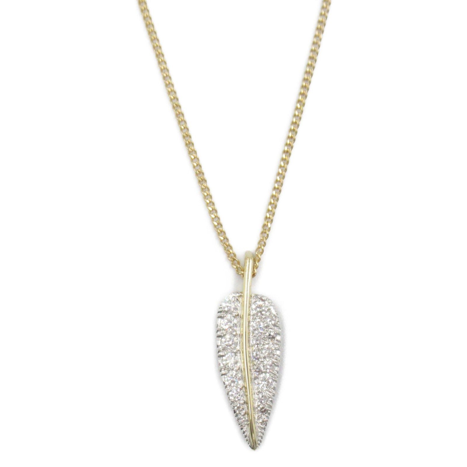 Tiffany & Co. Tiffany Co Leaf Necklace Diamond K18 (Yellow Gold) Pt900 Platinum Clear Size ONE SIZE - 2 Thumbnail