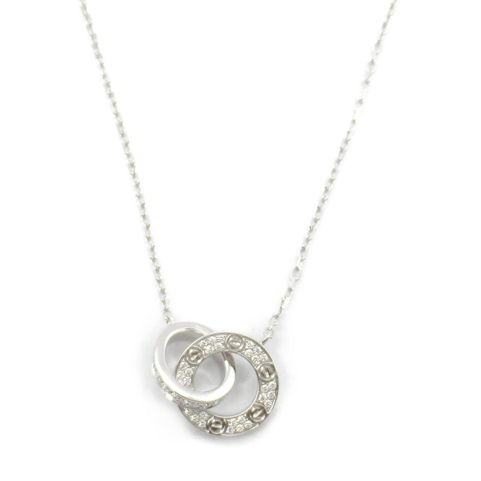 Cartier Cartier Love Circle Necklace Pave Diamond K18Wg (White Gold) Clear Size ONE SIZE - 2 Thumbnail