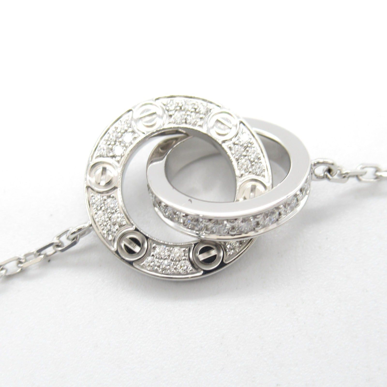 Cartier Cartier Love Circle Necklace Pave Diamond K18Wg (White Gold) Clear Size ONE SIZE - 5 Thumbnail