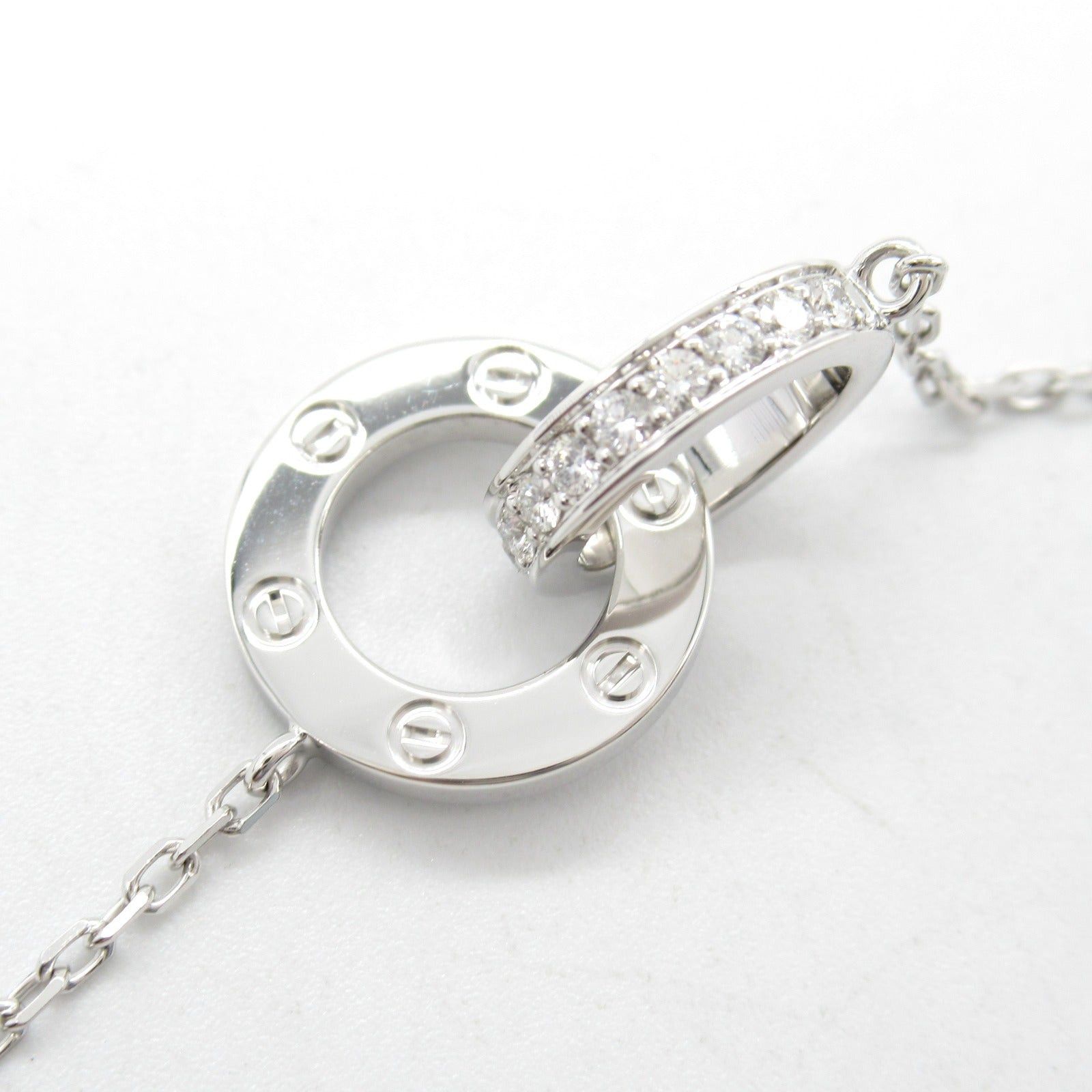 Cartier Cartier Love Circle Necklace Pave Diamond K18Wg (White Gold) Clear Size ONE SIZE - 6 Thumbnail