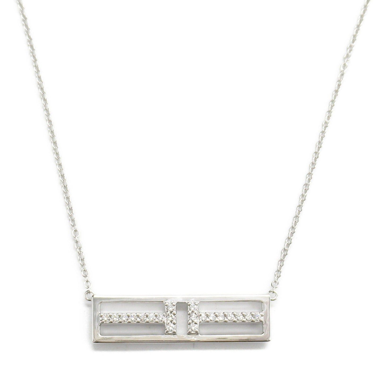 Tiffany & Co. Tiffany Co T Two Horizontal Diamond Necklace K18Wg (White Gold) Clear Size ONE SIZE - 2 Thumbnail
