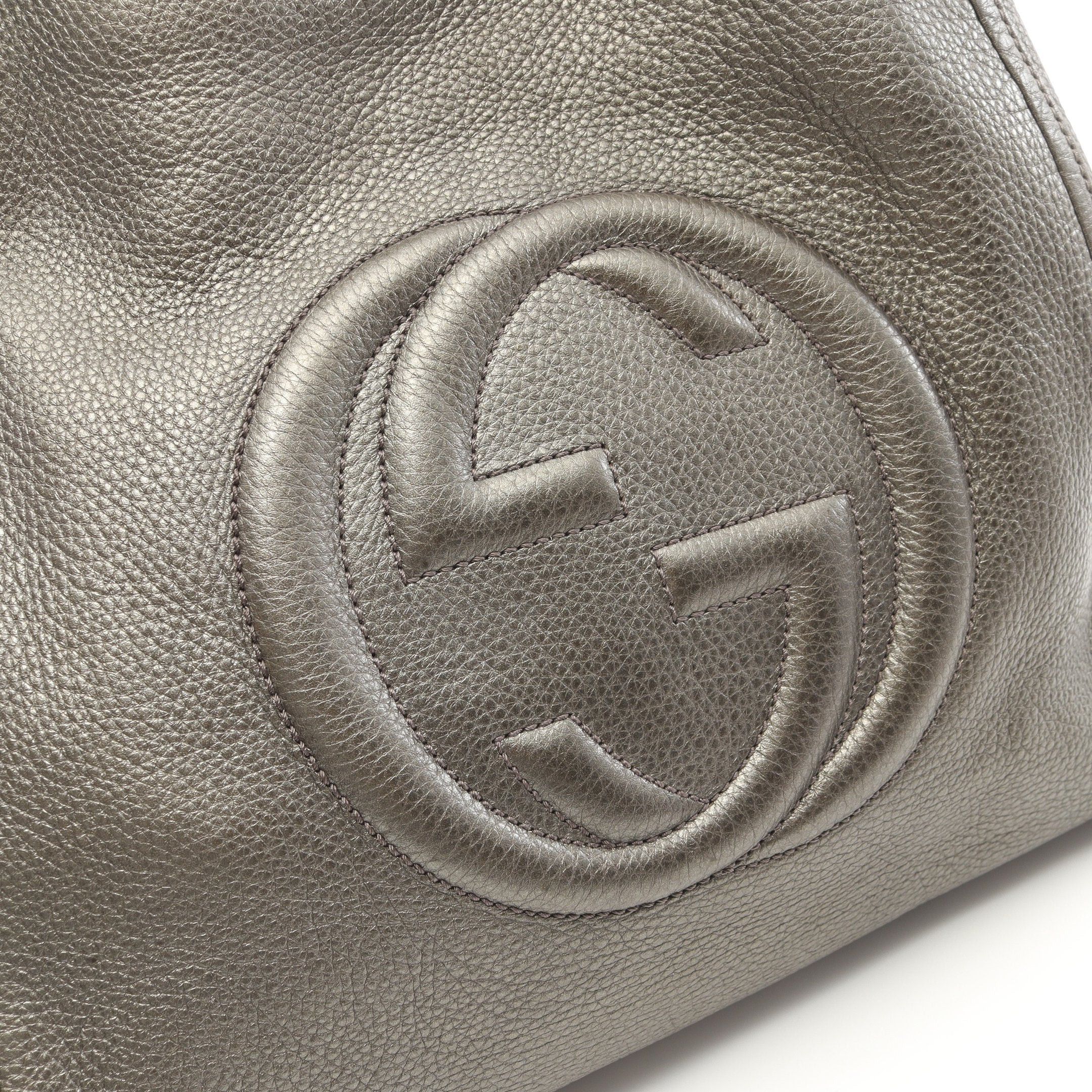 Gucci Gucci Soho Cellarius Interlocking G Handbag Tote Bag Leather Gray Green Metallic Size ONE SIZE - 8 Thumbnail
