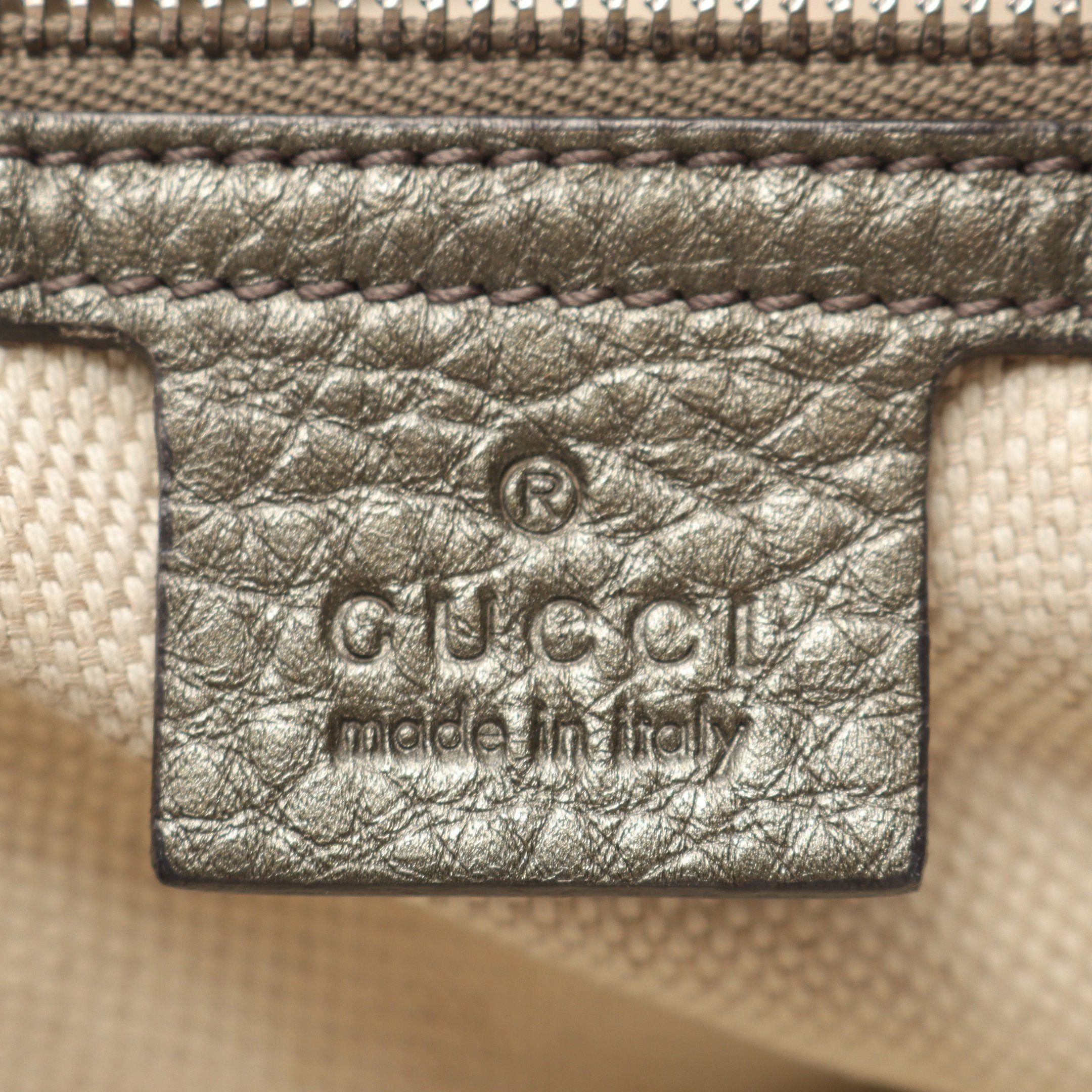 Gucci Gucci Soho Cellarius Interlocking G Handbag Tote Bag Leather Gray Green Metallic Size ONE SIZE - 4 Thumbnail