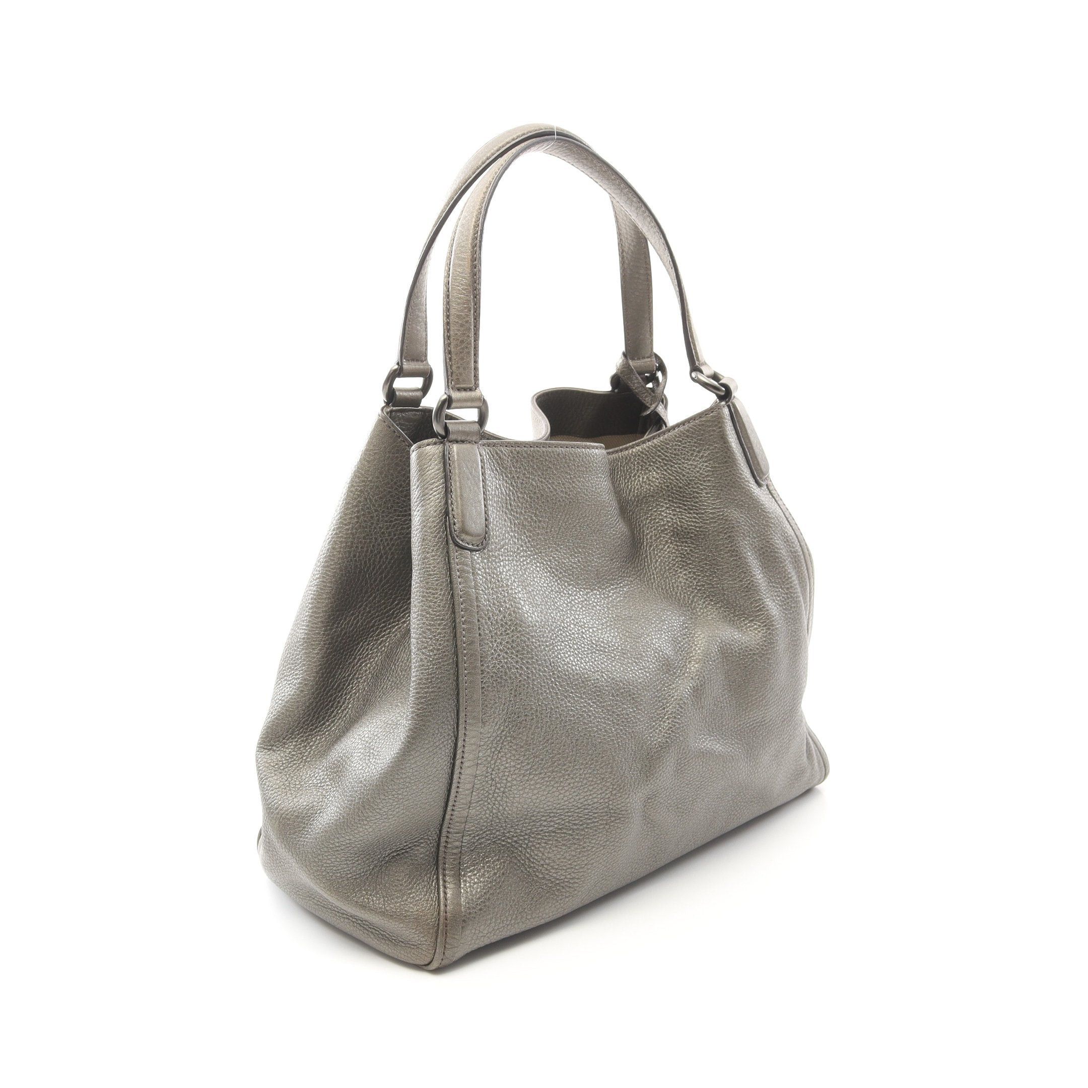 Gucci Gucci Soho Cellarius Interlocking G Handbag Tote Bag Leather Gray Green Metallic Size ONE SIZE - 2 Thumbnail