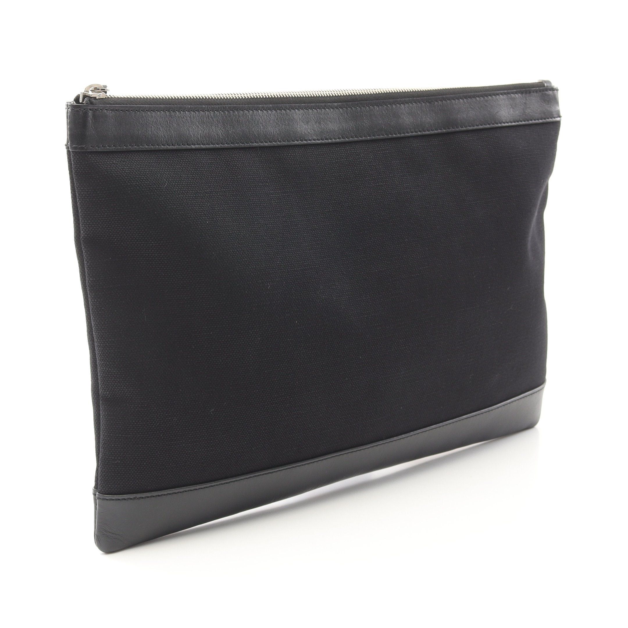 Balenciaga Balenciaga Navy Clip L Clutch Bag Canvas Leather Black Size ONE SIZE - 2 Thumbnail