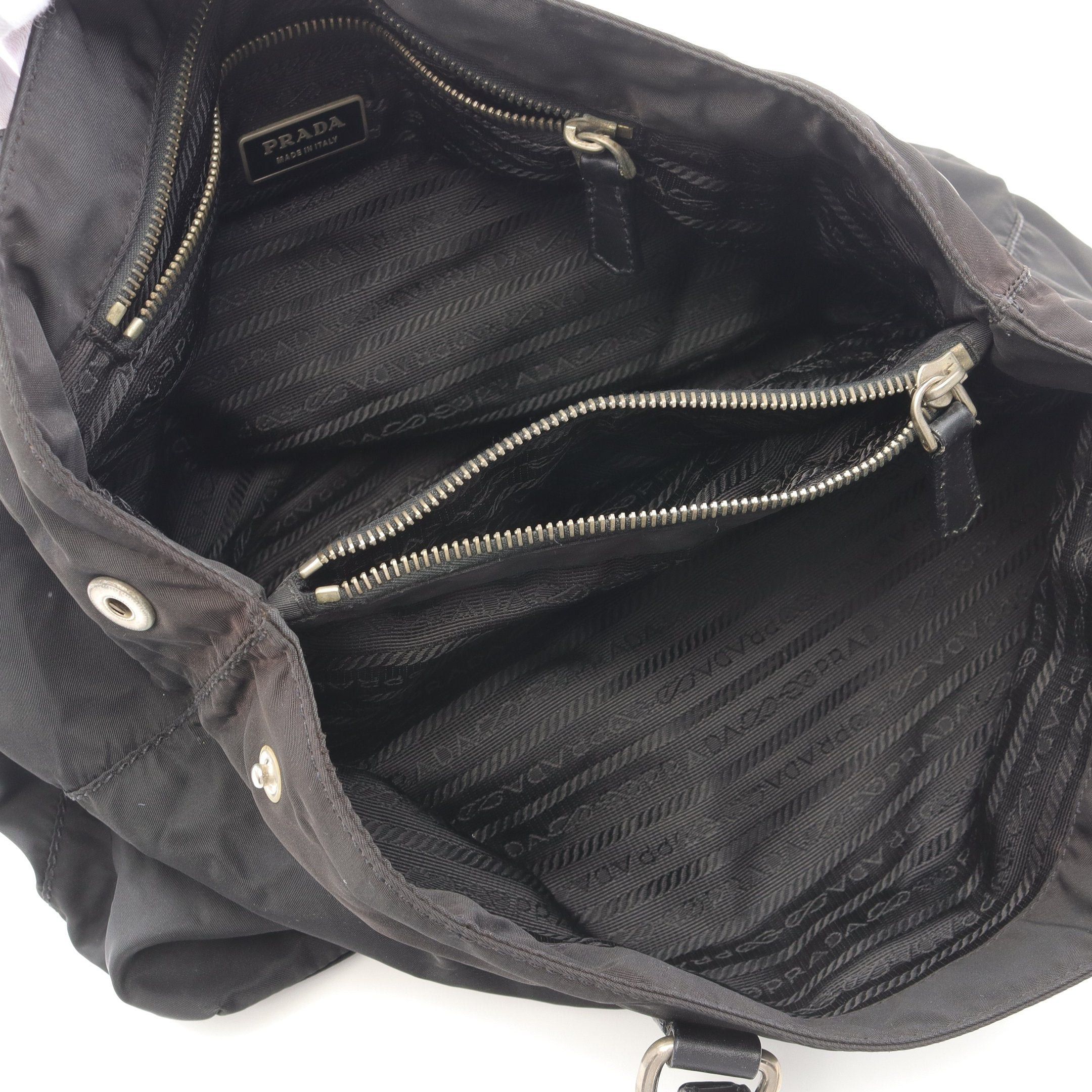 Prada Prada Handbag Tote Bag Nylon Leather Black Prada Logo Plate Size ONE SIZE - 3 Thumbnail