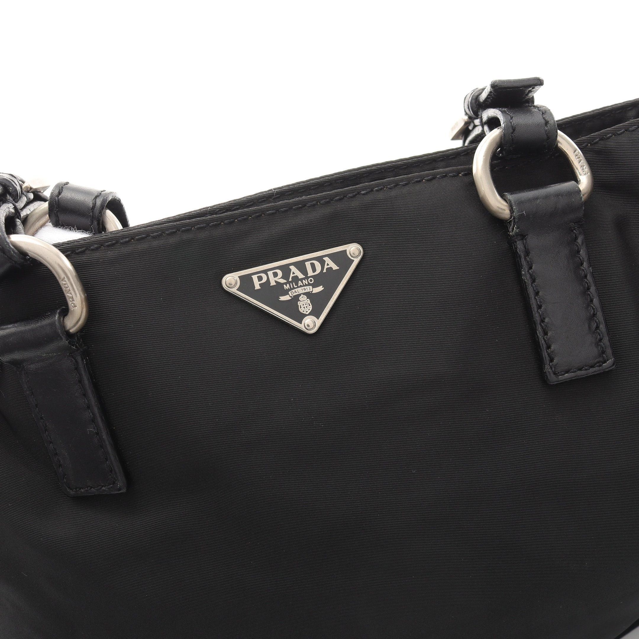 Prada Prada Handbag Tote Bag Nylon Leather Black Prada Logo Plate Size ONE SIZE - 8 Thumbnail