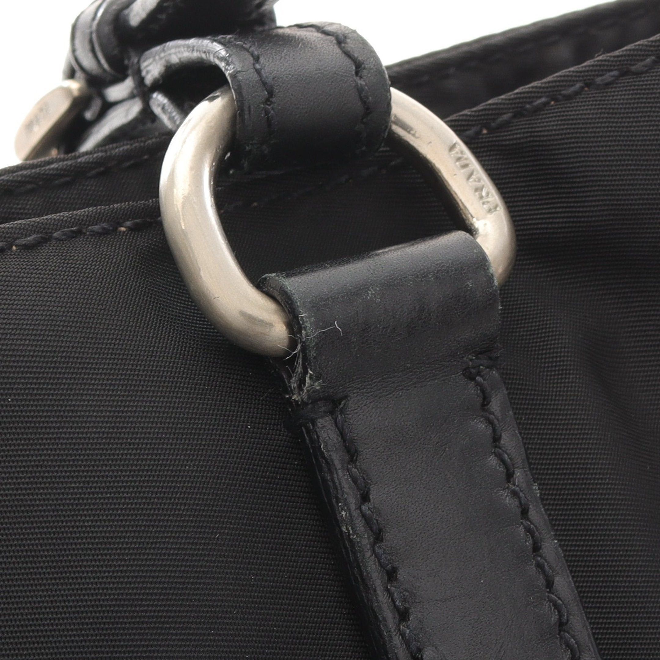 Prada Prada Handbag Tote Bag Nylon Leather Black Prada Logo Plate Size ONE SIZE - 7 Thumbnail