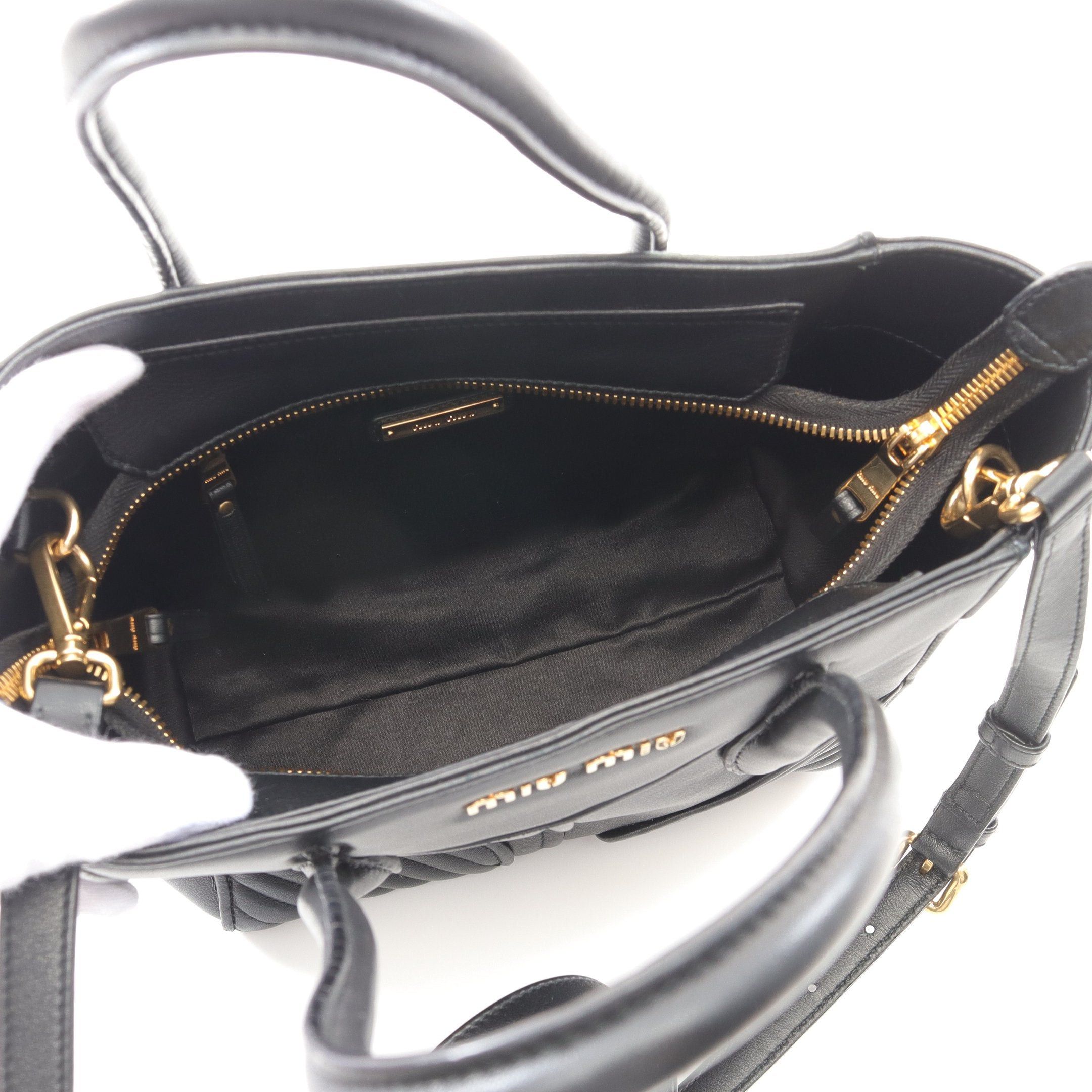 Miu Miu Miu Miu Nappa Biker Handbag Leather Black Size ONE SIZE - 3 Thumbnail