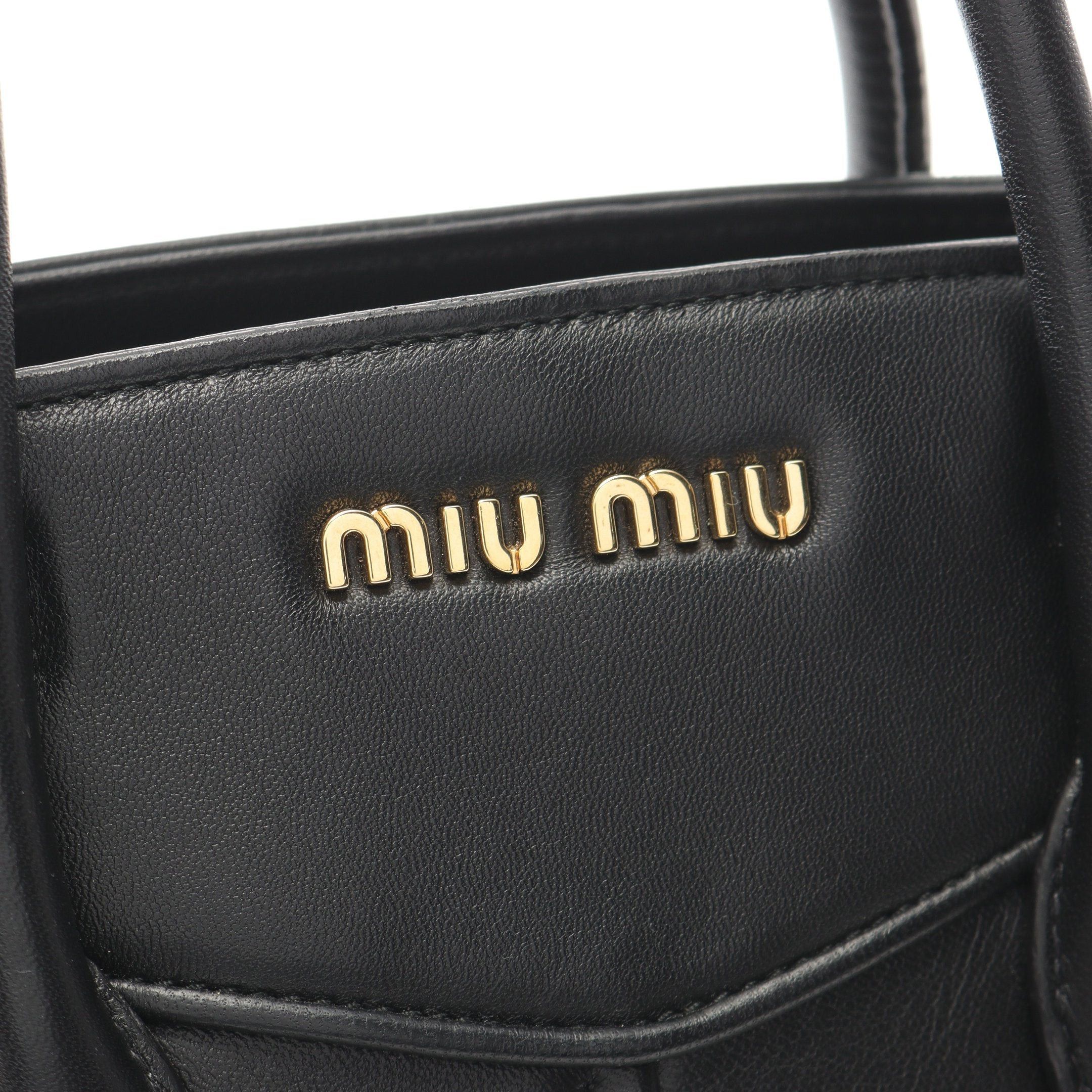 Miu Miu Miu Miu Nappa Biker Handbag Leather Black Size ONE SIZE - 10 Thumbnail
