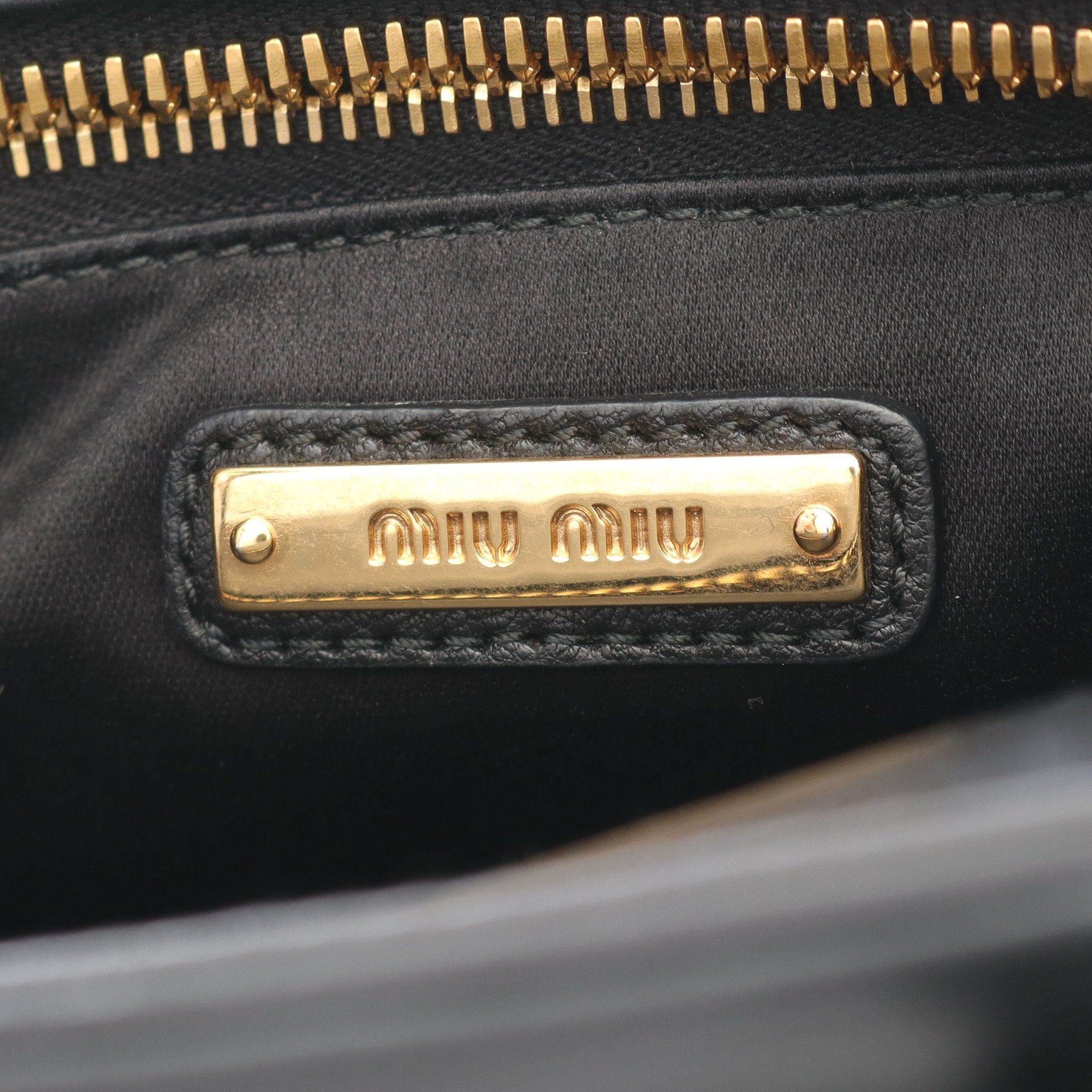 Miu Miu Miu Miu Nappa Biker Handbag Leather Black Size ONE SIZE - 4 Thumbnail