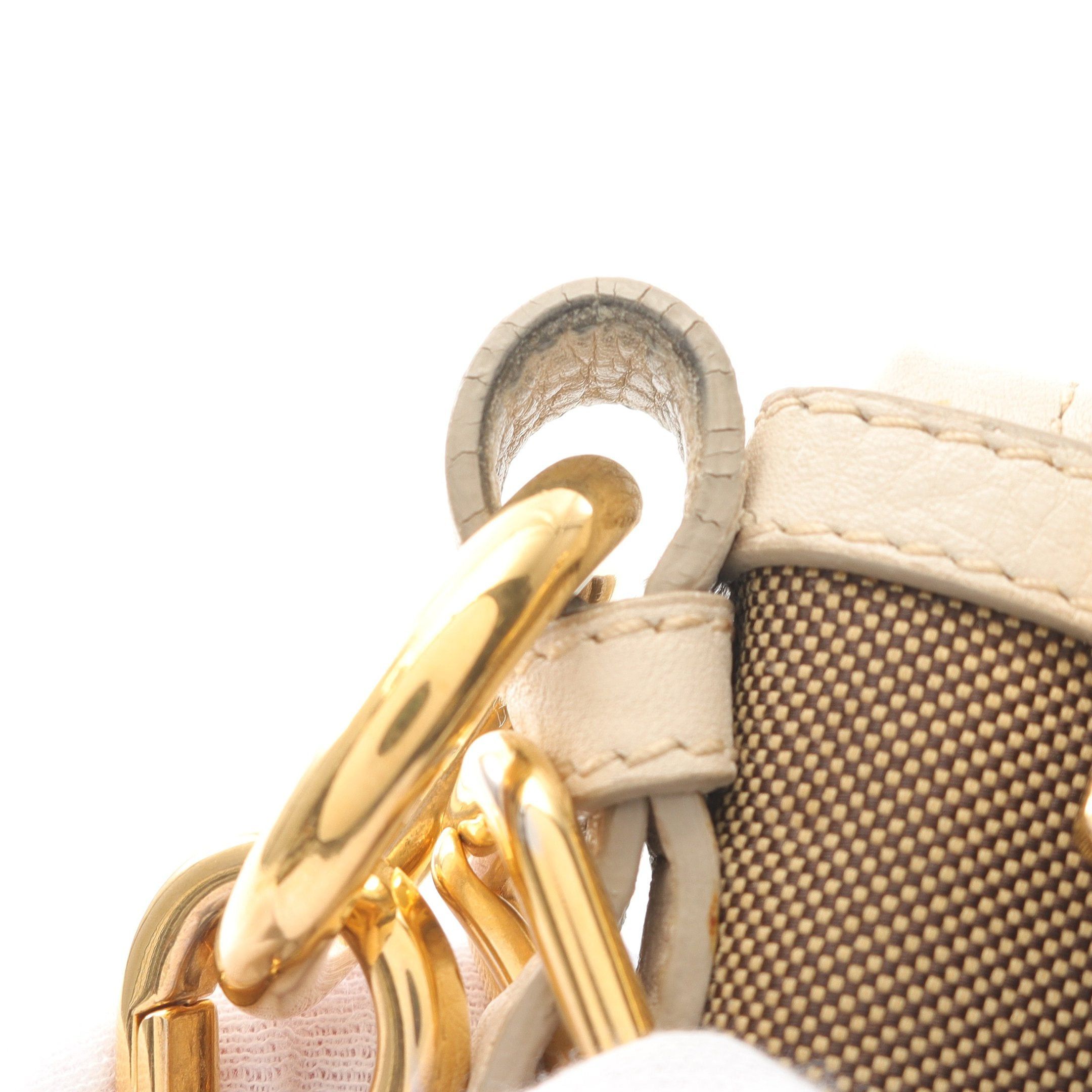 Prada Prada Logo Jacquard Shoulder Bag Canvas Leather Beige Ivory Size ONE SIZE - 8 Thumbnail