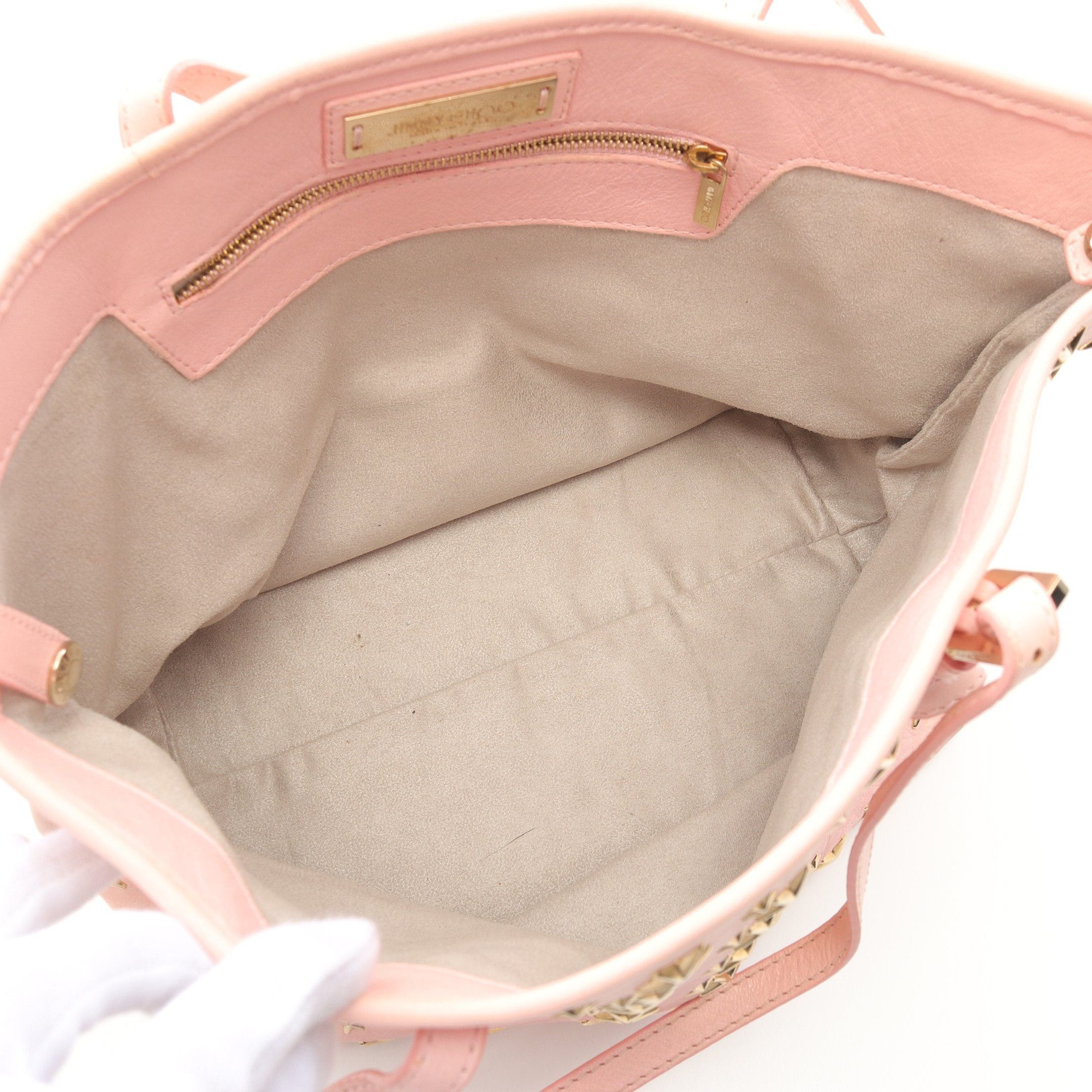 Jimmy Choo Jimmy Choo Sasha S Handbag Tote Bag Leather Pink Star Studs Size ONE SIZE - 3 Thumbnail