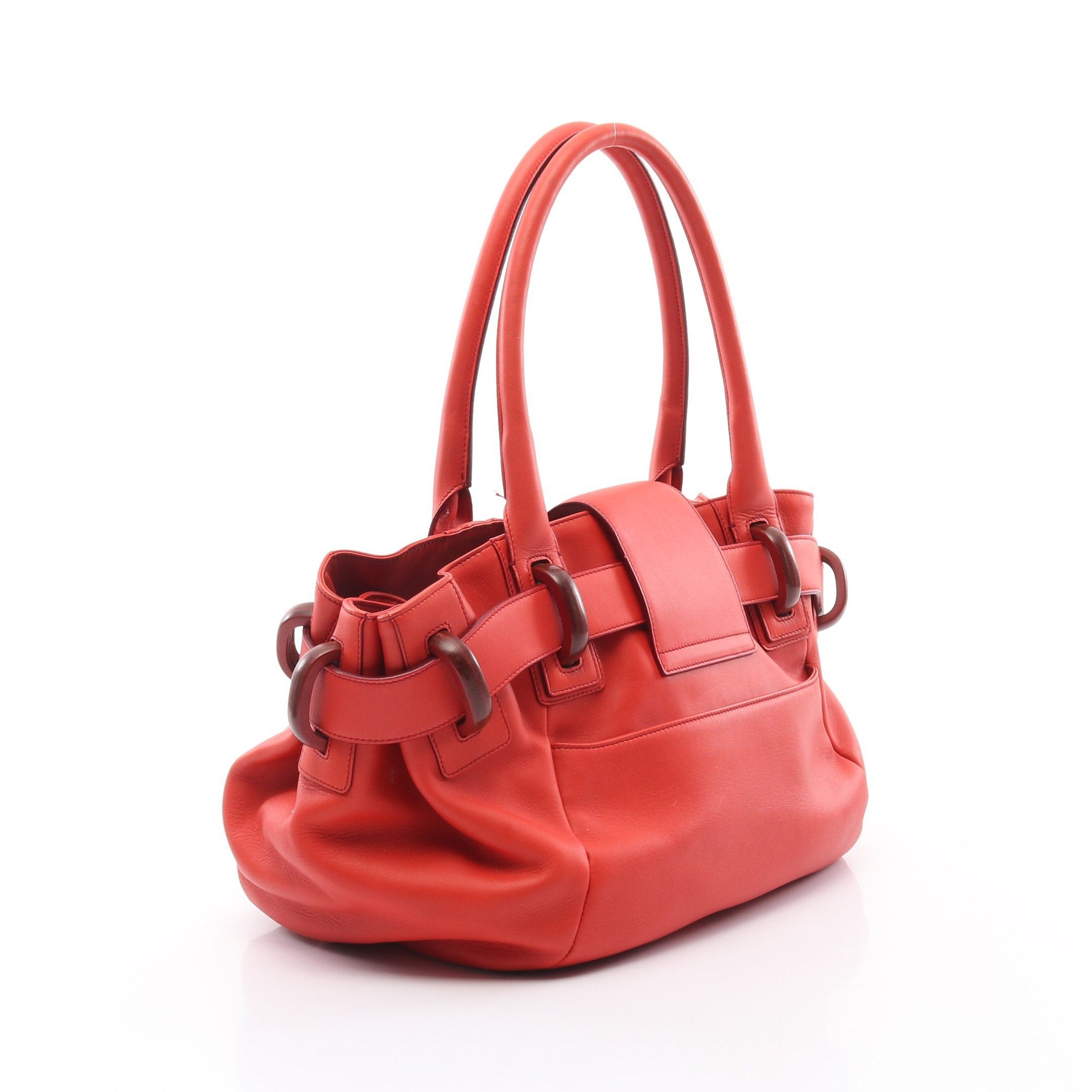 Salvatore Ferragamo Salvatore Ferragamo Handbag Tote Bag Leather Wood Red Size ONE SIZE - 2 Thumbnail