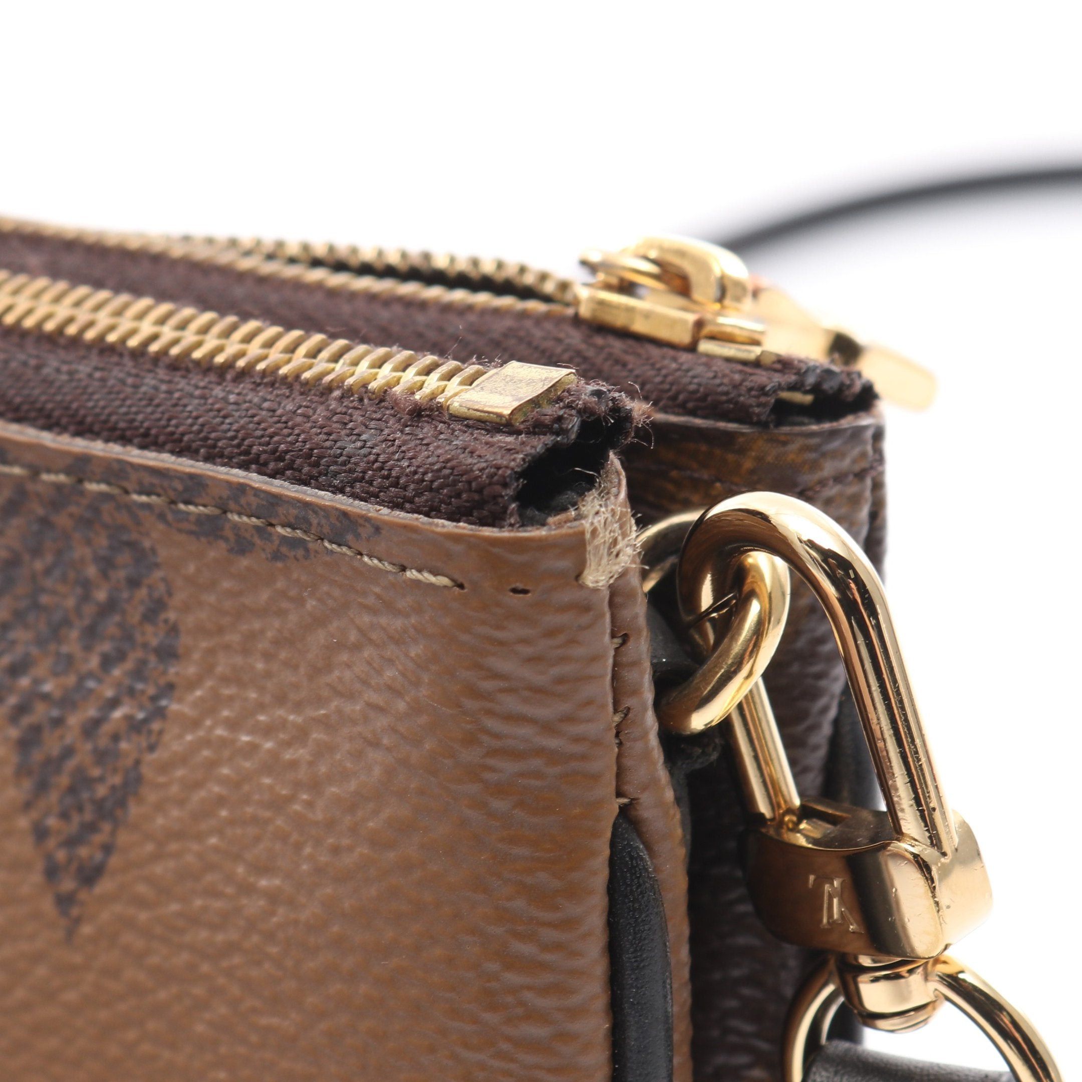 Louis Vuitton Louis Vuitton Pochette Double Zip Monogram Giant Reverse Shoulder Bag Leather Brown Beige Size ONE SIZE - 8 Thumbnail
