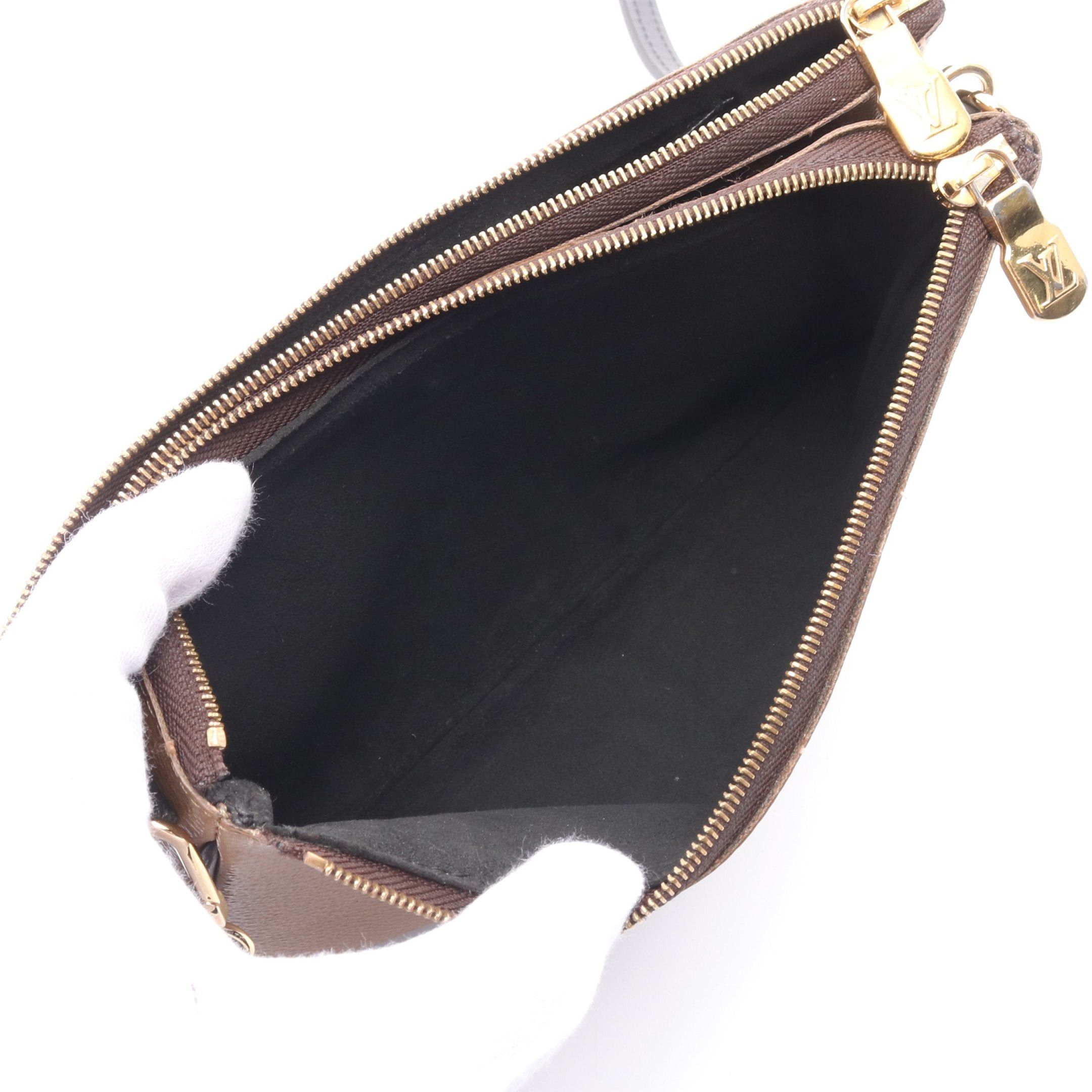 Louis Vuitton Louis Vuitton Pochette Double Zip Monogram Giant Reverse Shoulder Bag Leather Brown Beige Size ONE SIZE - 4 Thumbnail