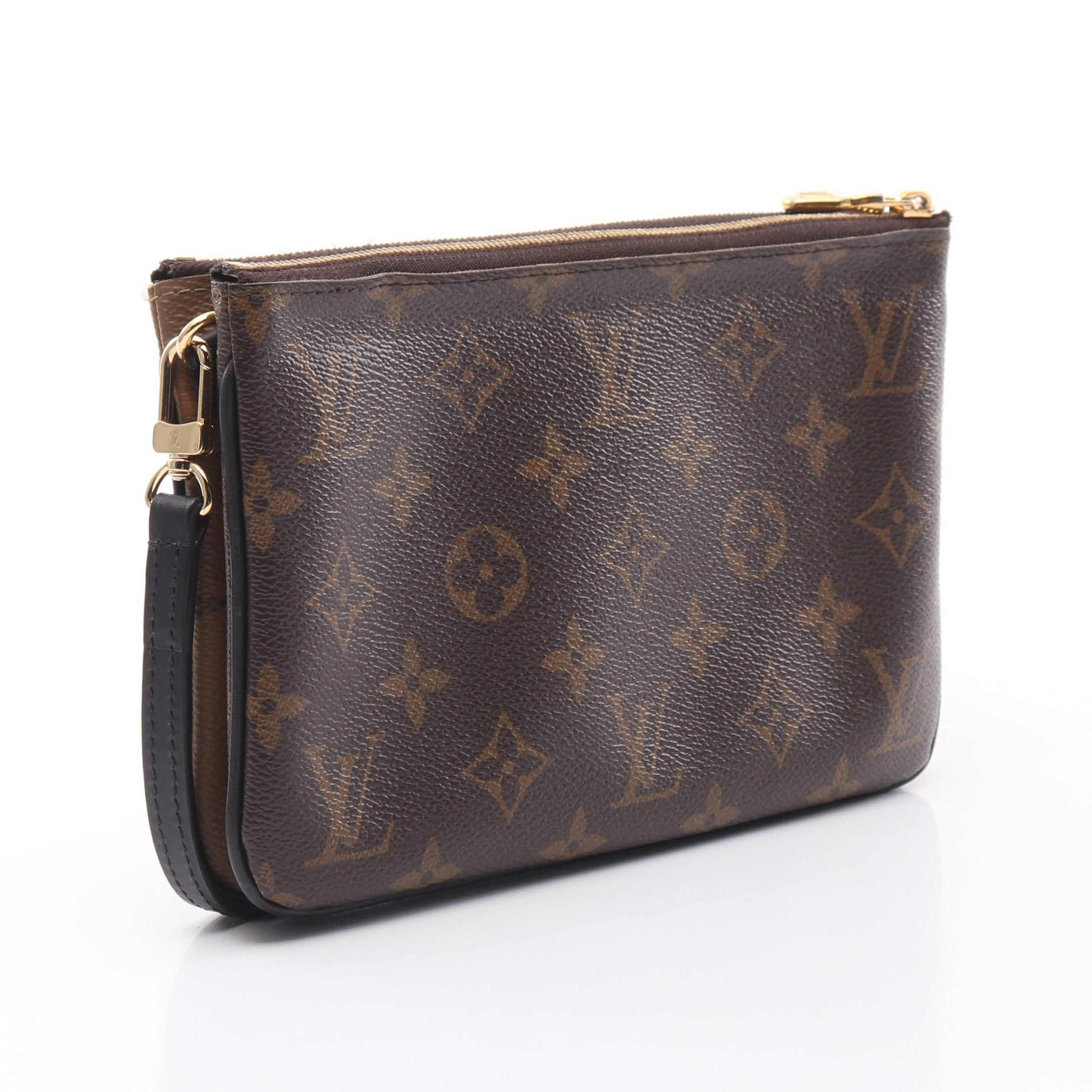 Louis Vuitton Louis Vuitton Pochette Double Zip Monogram Giant Reverse Shoulder Bag Leather Brown Beige Size ONE SIZE - 2 Thumbnail