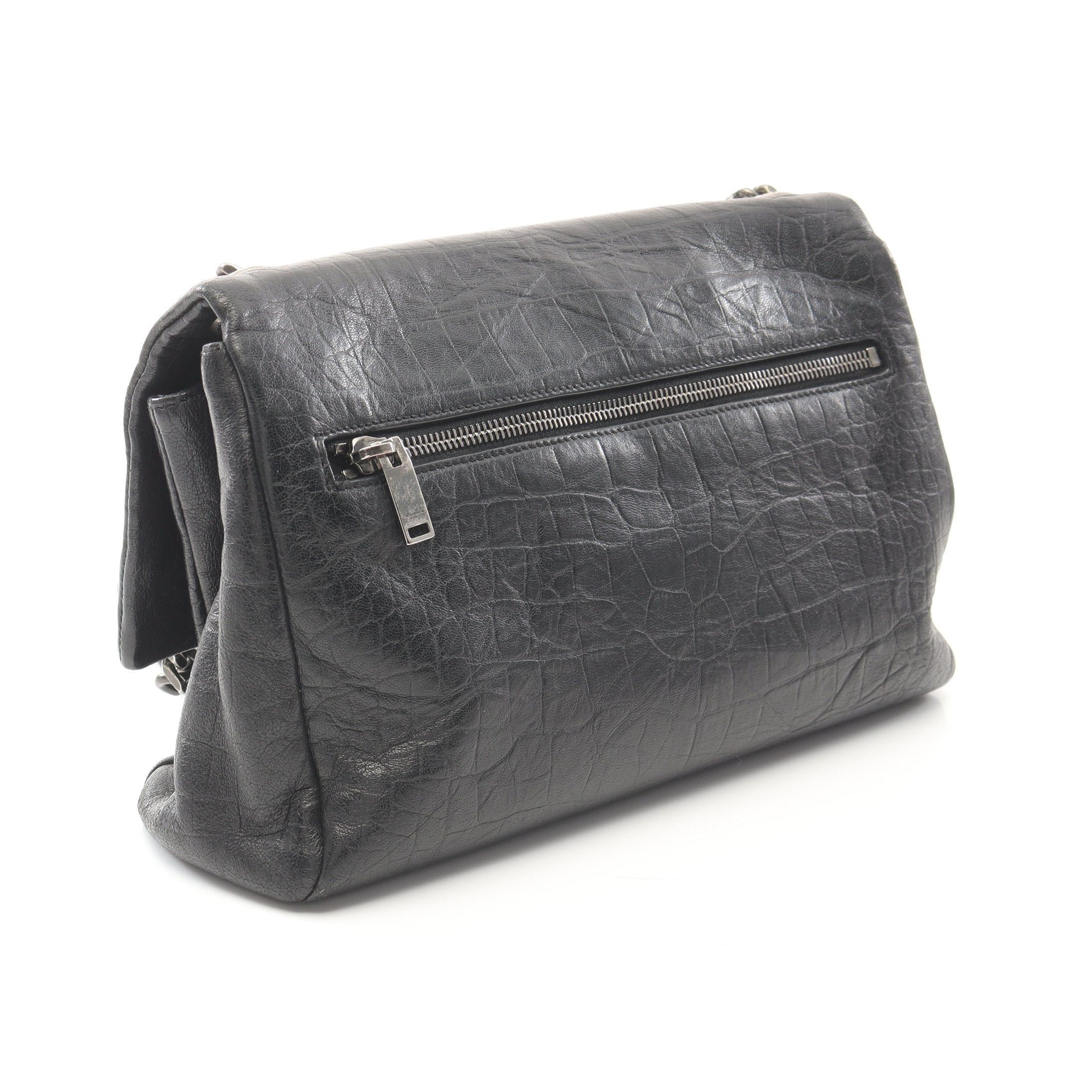 Yves Saint Laurent Yves Saint Laurent West Hollywood Monogram Chain Shoulder Bag Leather Black Croc Embossed Size ONE SIZE - 2 Thumbnail