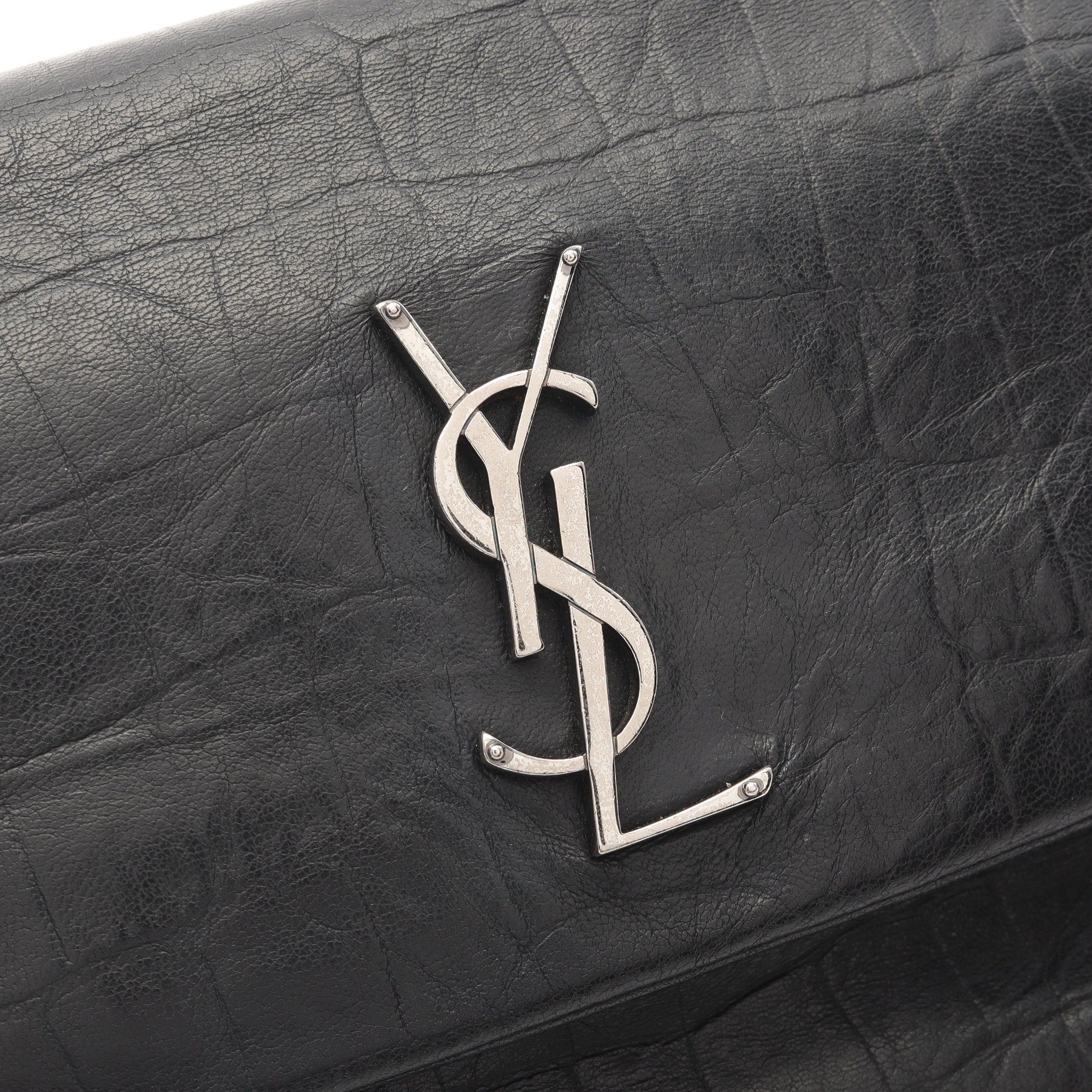 Yves Saint Laurent Yves Saint Laurent West Hollywood Monogram Chain Shoulder Bag Leather Black Croc Embossed Size ONE SIZE - 8 Thumbnail
