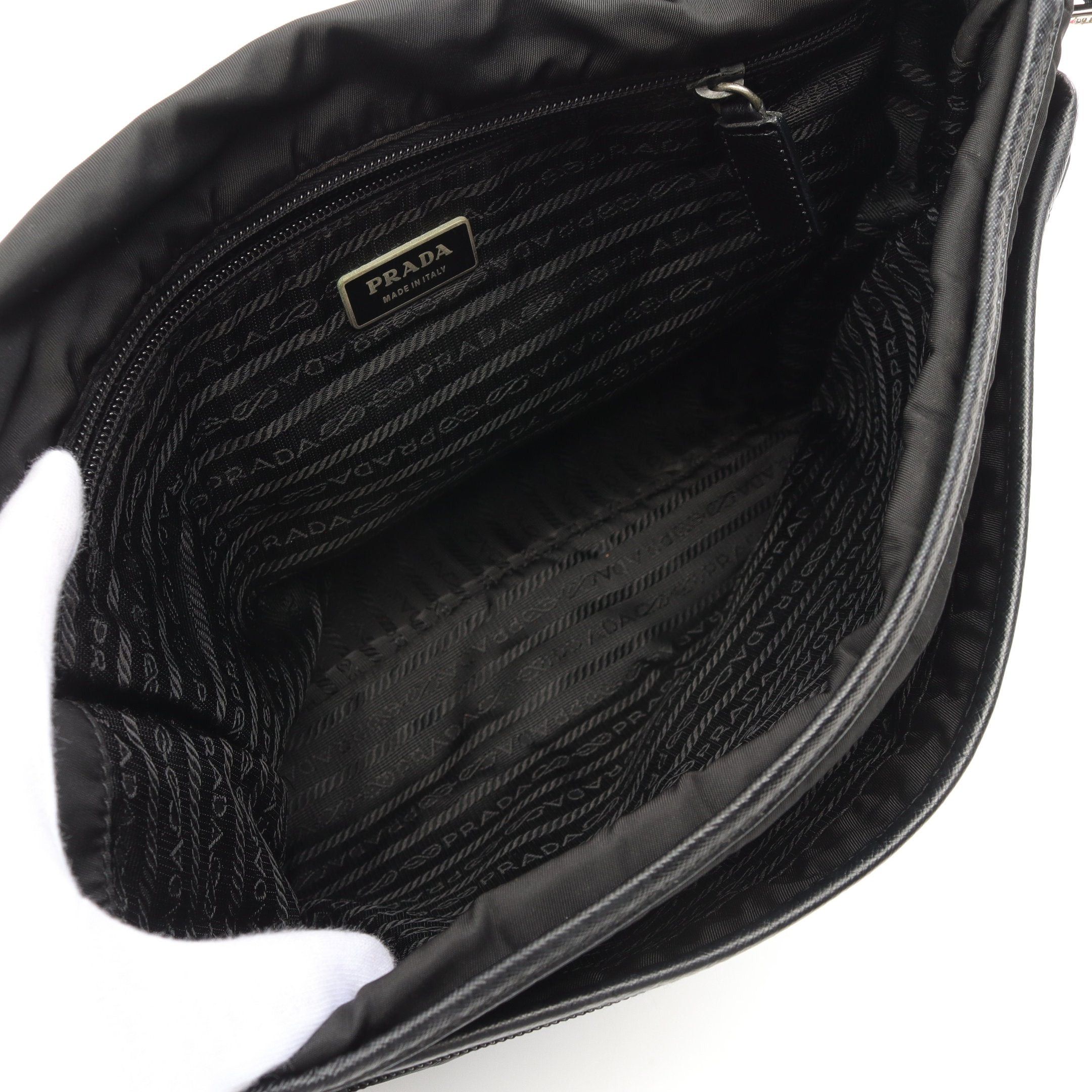 Prada Prada Tessuto Saffiano Shoulder Bag Nylon Leather Black Size ONE SIZE - 3 Thumbnail