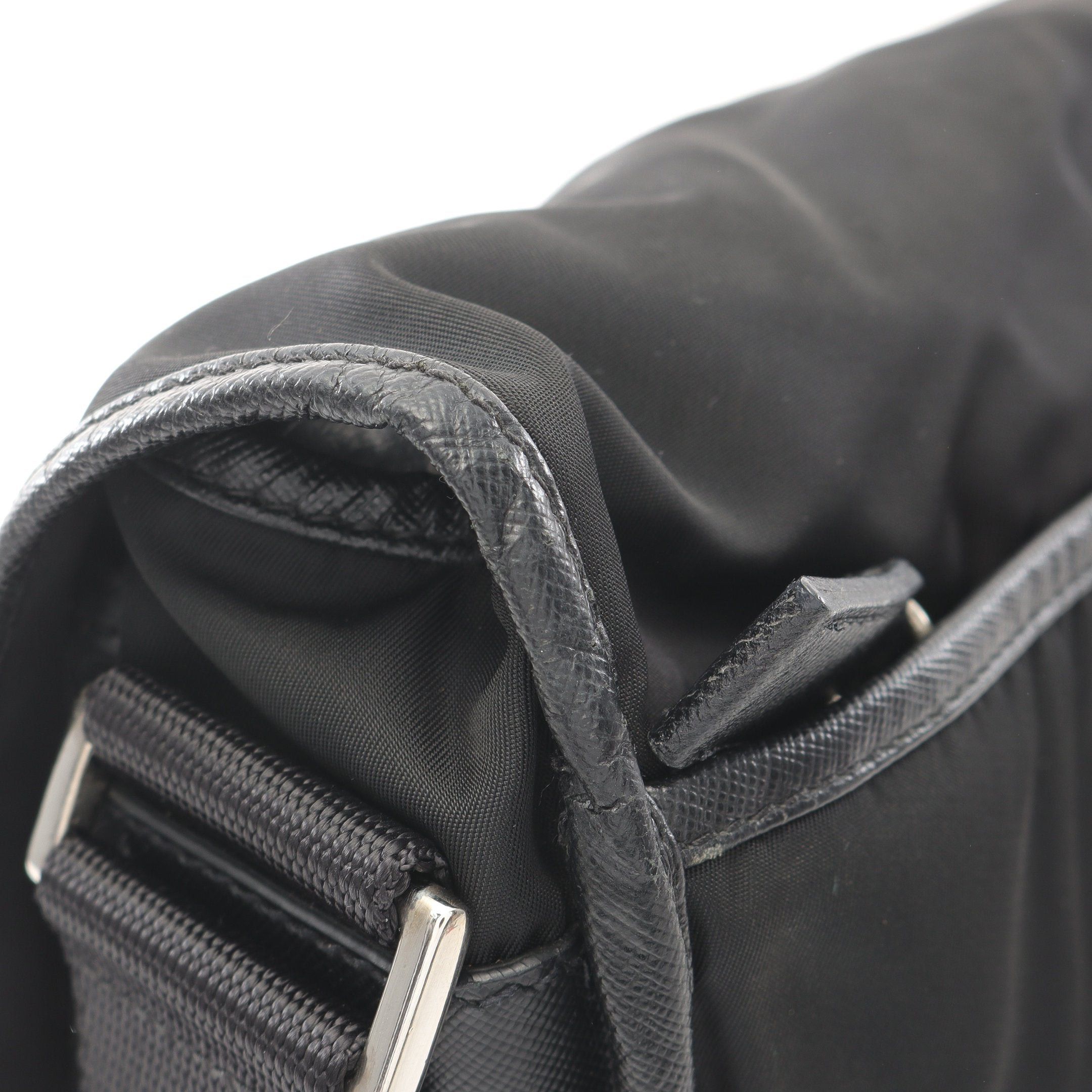 Prada Prada Tessuto Saffiano Shoulder Bag Nylon Leather Black Size ONE SIZE - 7 Thumbnail