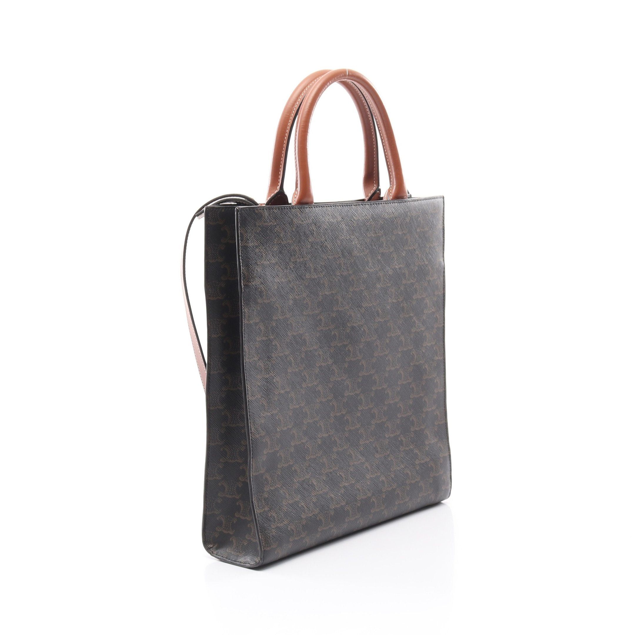 Celine Celine Small Vertical Hippopotamus Triomphe Handbag Tote Bag Leather Black Brown Size ONE SIZE - 2 Thumbnail