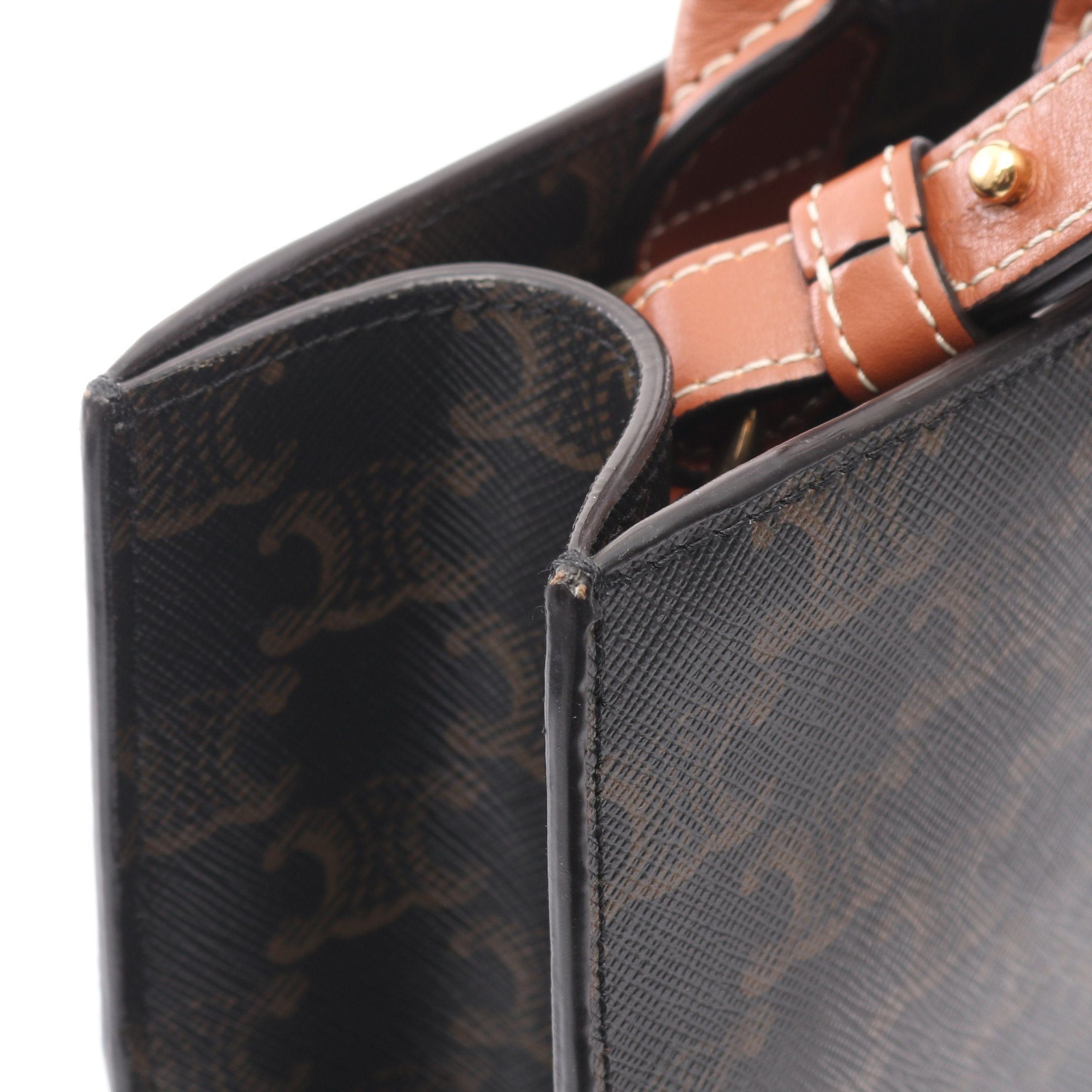 Celine Celine Small Vertical Hippopotamus Triomphe Handbag Tote Bag Leather Black Brown Size ONE SIZE - 7 Thumbnail