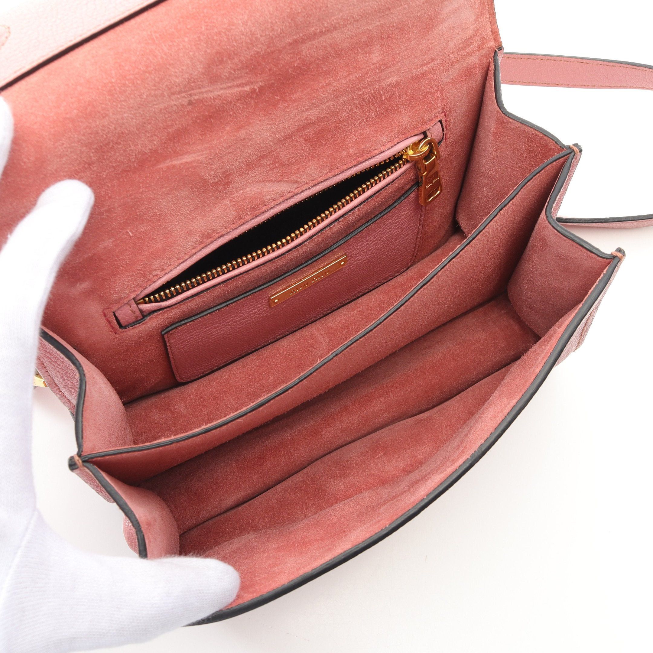 Miu Miu Miu Miu Madras Shoulder Bag Leather Pink Size ONE SIZE - 3 Thumbnail