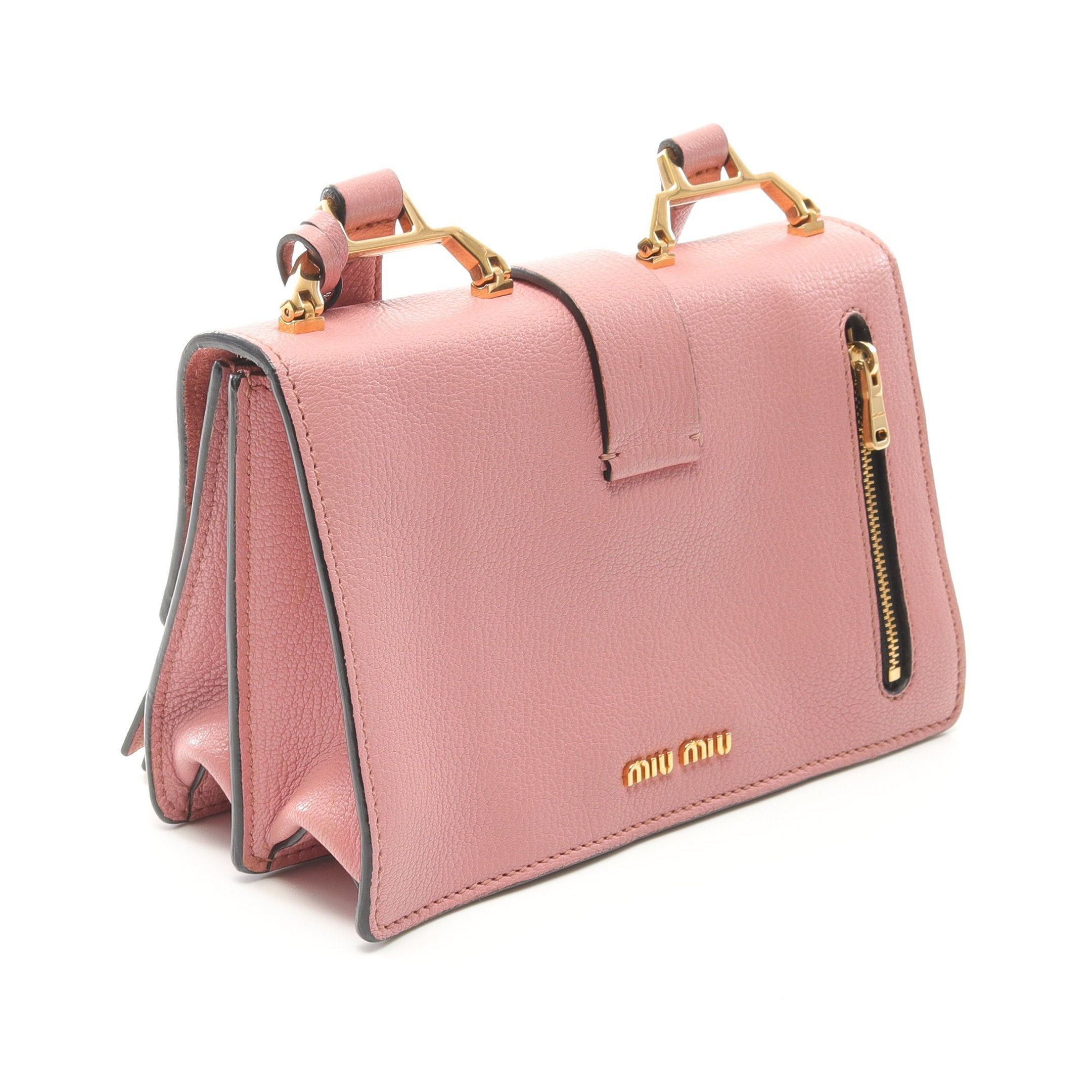 Miu Miu Miu Miu Madras Shoulder Bag Leather Pink Size ONE SIZE - 2 Thumbnail