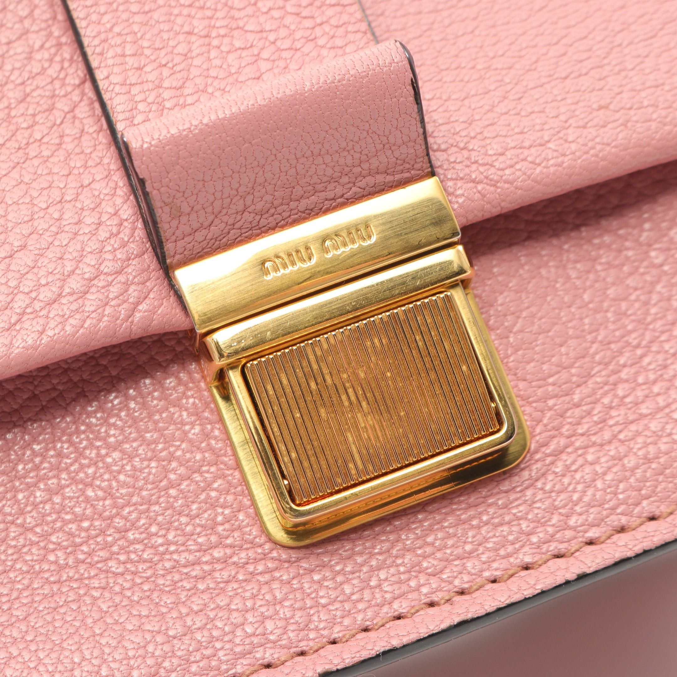 Miu Miu Miu Miu Madras Shoulder Bag Leather Pink Size ONE SIZE - 11 Thumbnail