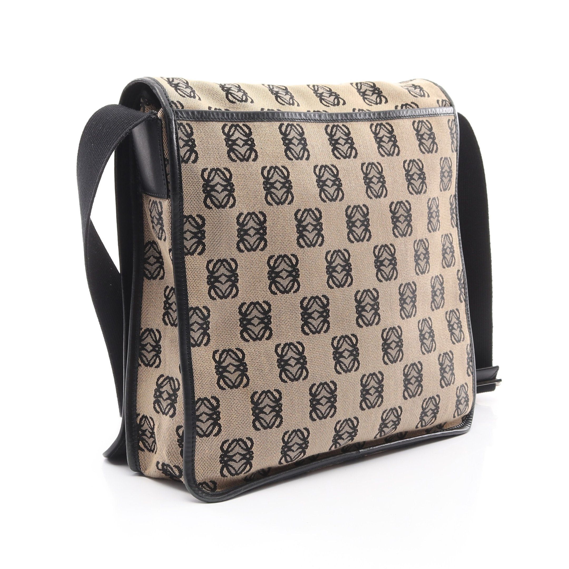 Loewe Loewe Anagram Messenger Bag Shoulder Canvas Leather Beige Black Size ONE SIZE - 2 Thumbnail