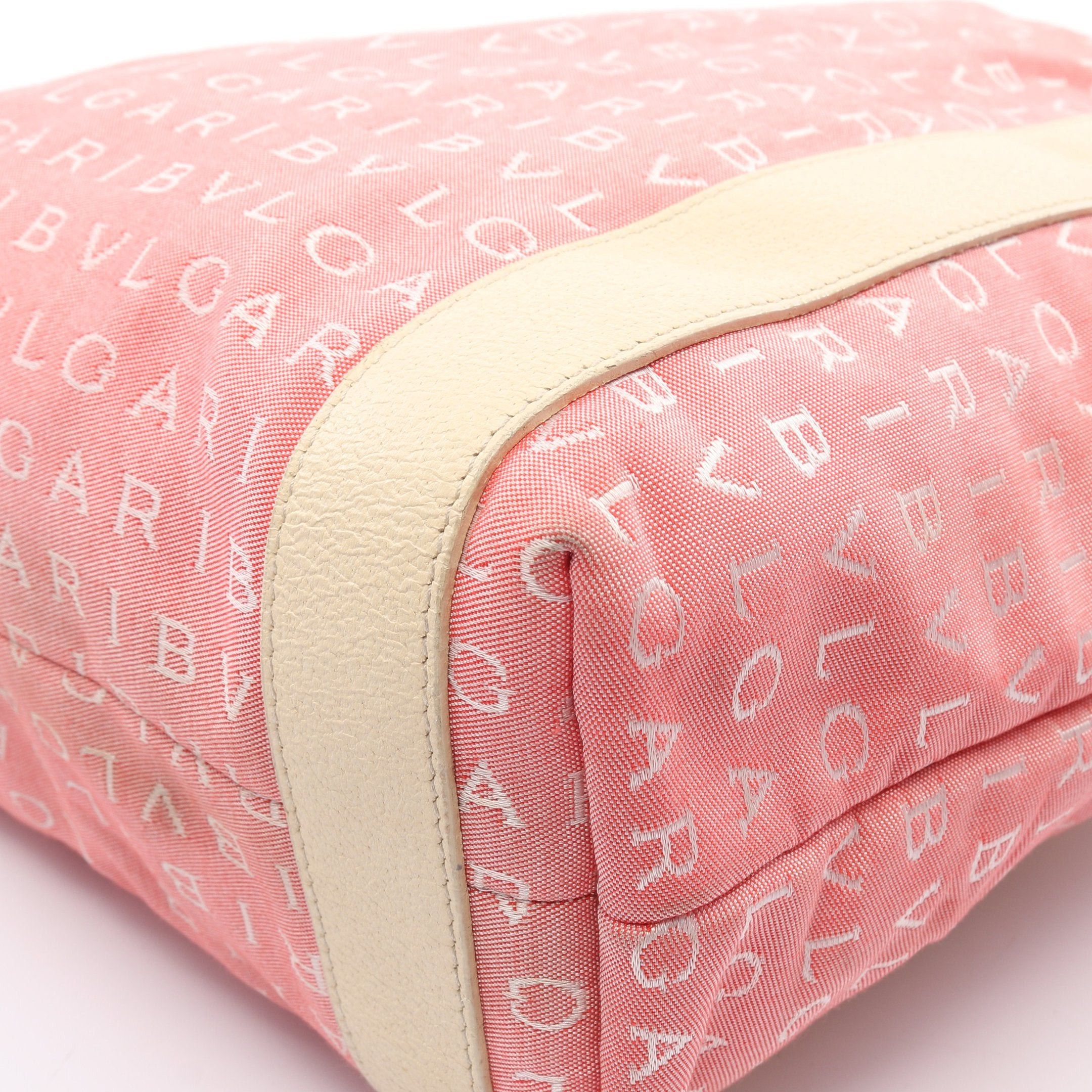 Bvlgari Bvlgari Logomania Shoulder Bag Tote Canvas Leather Pink Ivory Size ONE SIZE - 6 Thumbnail