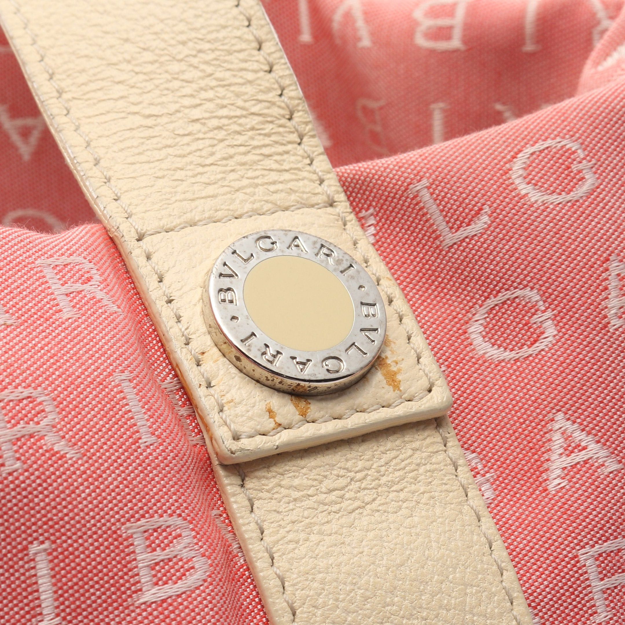Bvlgari Bvlgari Logomania Shoulder Bag Tote Canvas Leather Pink Ivory Size ONE SIZE - 9 Thumbnail