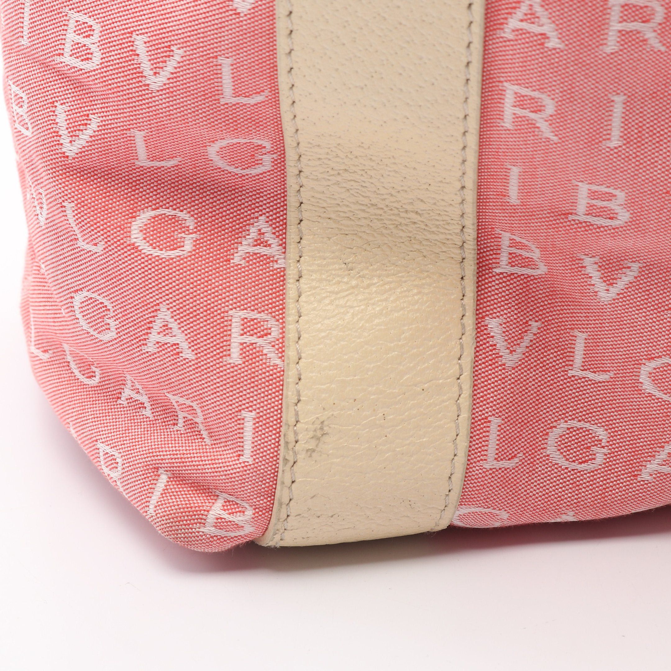 Bvlgari Bvlgari Logomania Shoulder Bag Tote Canvas Leather Pink Ivory Size ONE SIZE - 7 Thumbnail