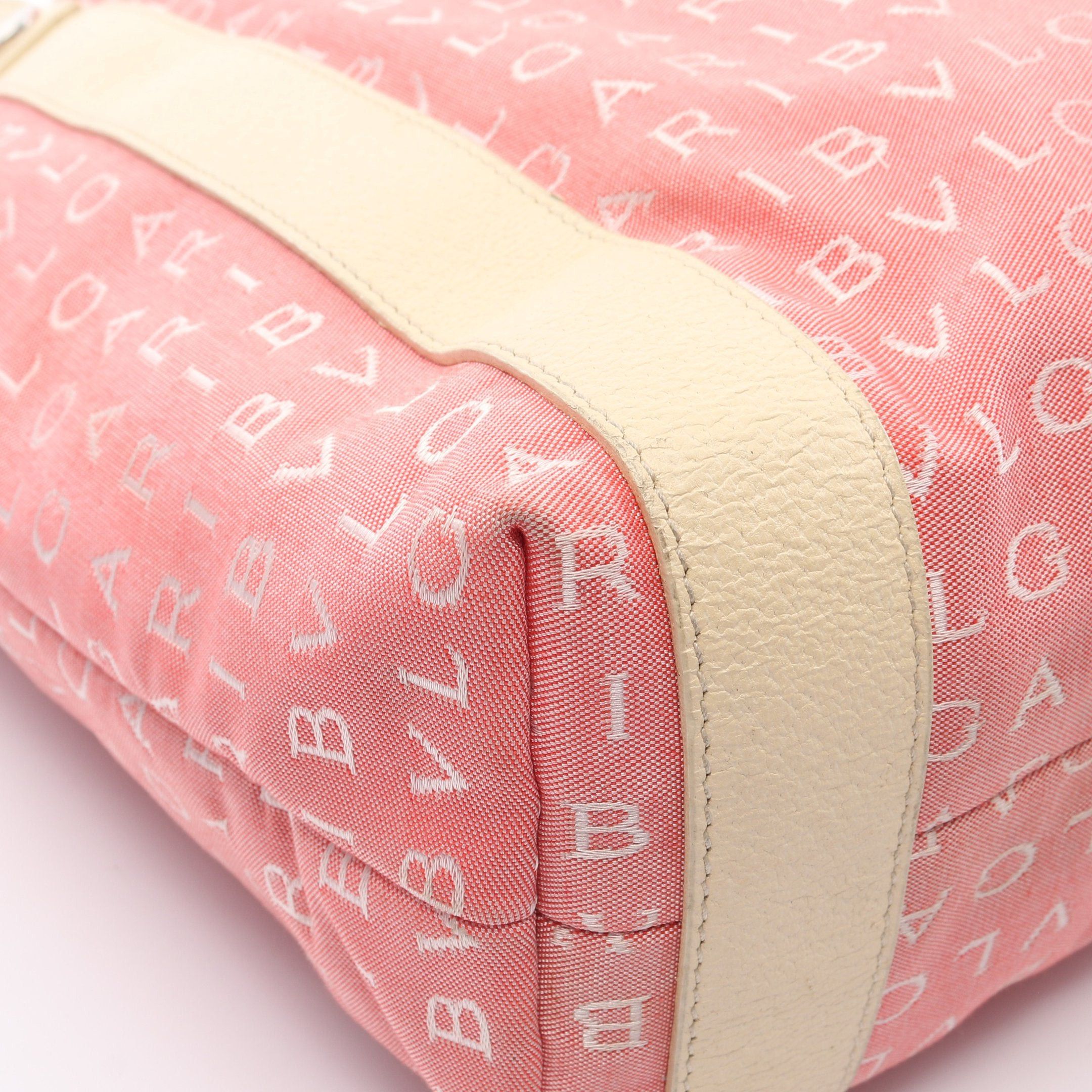 Bvlgari Bvlgari Logomania Shoulder Bag Tote Canvas Leather Pink Ivory Size ONE SIZE - 5 Thumbnail
