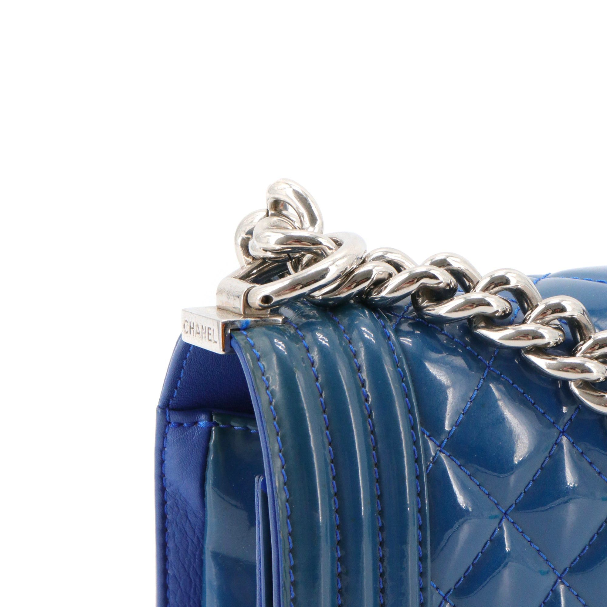 Chanel CHANEL - Boy Chanel shoulder bag in blue patent leather Size ONE SIZE - 6 Thumbnail