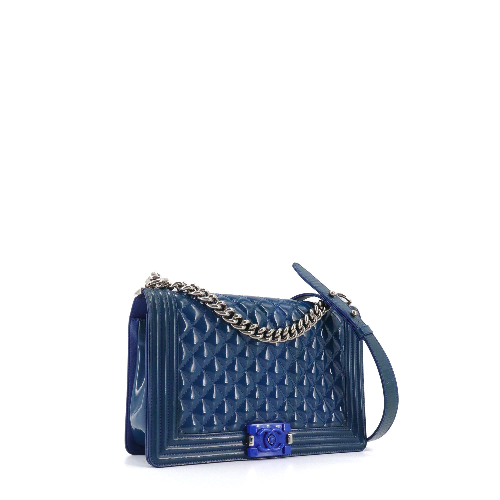 Chanel CHANEL - Boy Chanel shoulder bag in blue patent leather Size ONE SIZE - 2 Thumbnail