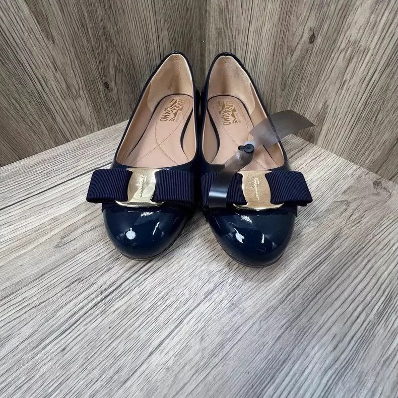 Salvatore Ferragamo Ferragamo Navy Blue Flat Shoes Size 36 Size US 8 / IT 38 - 5 Thumbnail
