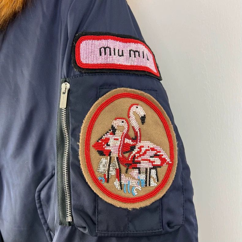 Miu Miu Miumiu Navy Down Jacket with Fur Hood Size XS / US 0-2 / IT 36-38 - 4 Thumbnail