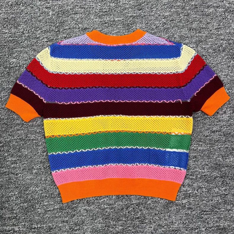 Miu Miu Miumiu Rainbow Knit Short Sleeve Sweater Size S / US 4 / IT 40 - 2 Thumbnail