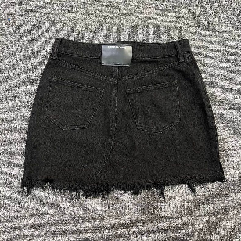 Alexander Wang Alexander Wang Black Denim Fringed Mini Skirt Size 22" - 2 Thumbnail