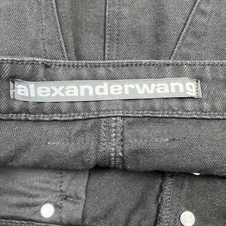 Alexander Wang Alexander Wang Black Denim Fringed Mini Skirt Size 22" - 5 Thumbnail