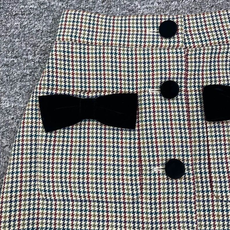 Celine Miumiu Checkered Skirt with Bow Detail Size 36" / US 14 / IT 50 - 4 Thumbnail