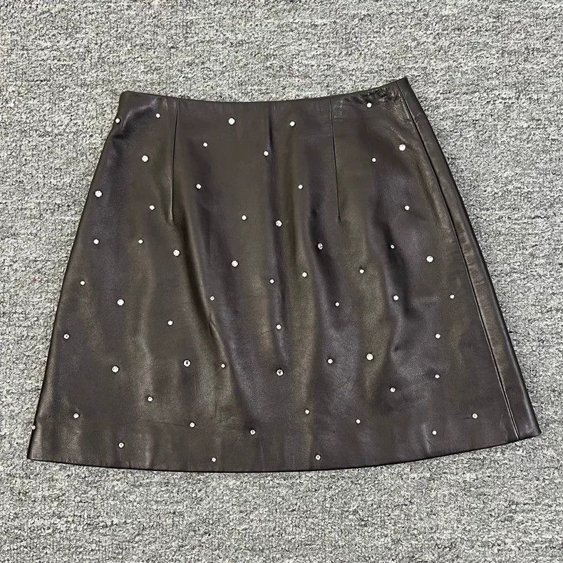 Miu Miu Miumiu Full Rhinestone Leather Skirt 38 Size 38" / US 16 / IT 52 - 2 Thumbnail