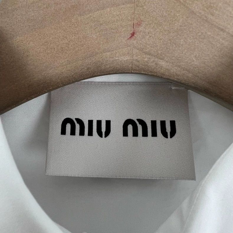 Miu Miu Miumiu White Long Sleeve Logo Shirt Size S / US 4 / IT 40 - 6 Thumbnail