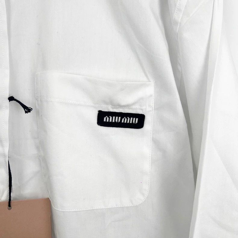 Miu Miu Miumiu White Long Sleeve Logo Shirt Size S / US 4 / IT 40 - 5 Thumbnail