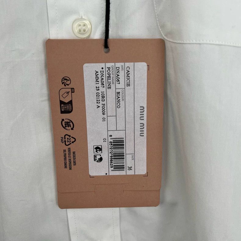 Miu Miu Miumiu White Long Sleeve Logo Shirt Size S / US 4 / IT 40 - 7 Thumbnail